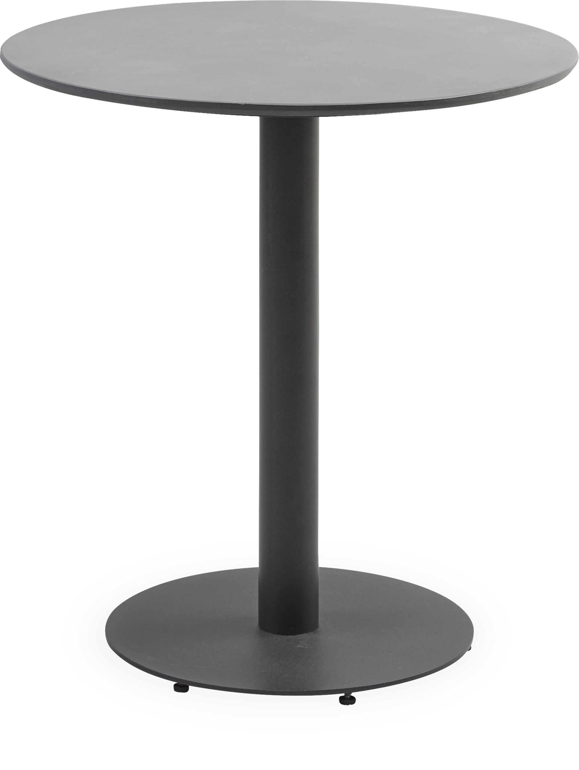 Arres Cafébord - Ovandel i grå durafit och stomme i svart pulverlackerad metall