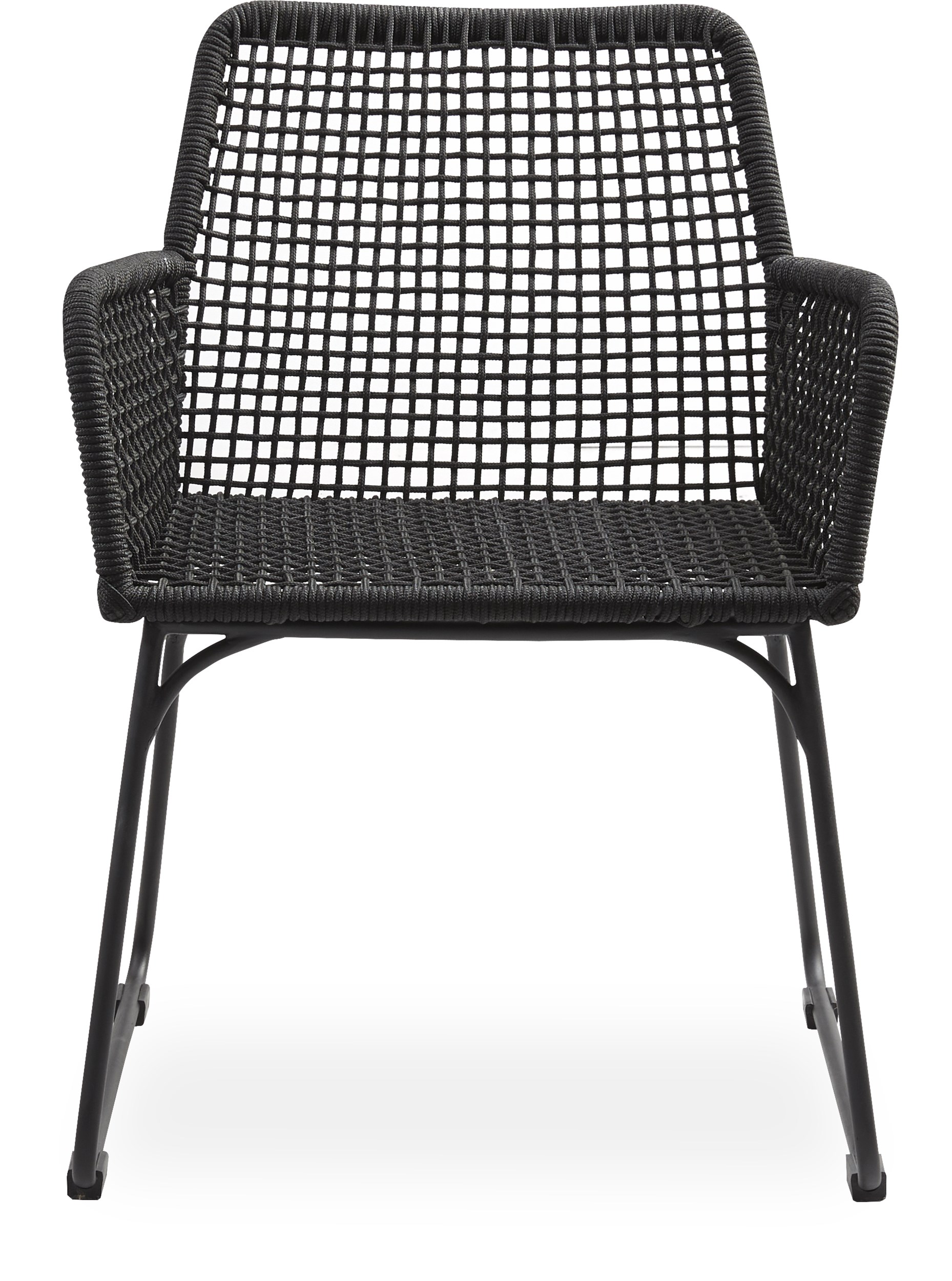 Atlana Trädgårdsstol - Sits i svart, runt rep och stomme i svart pulverlackerad metall