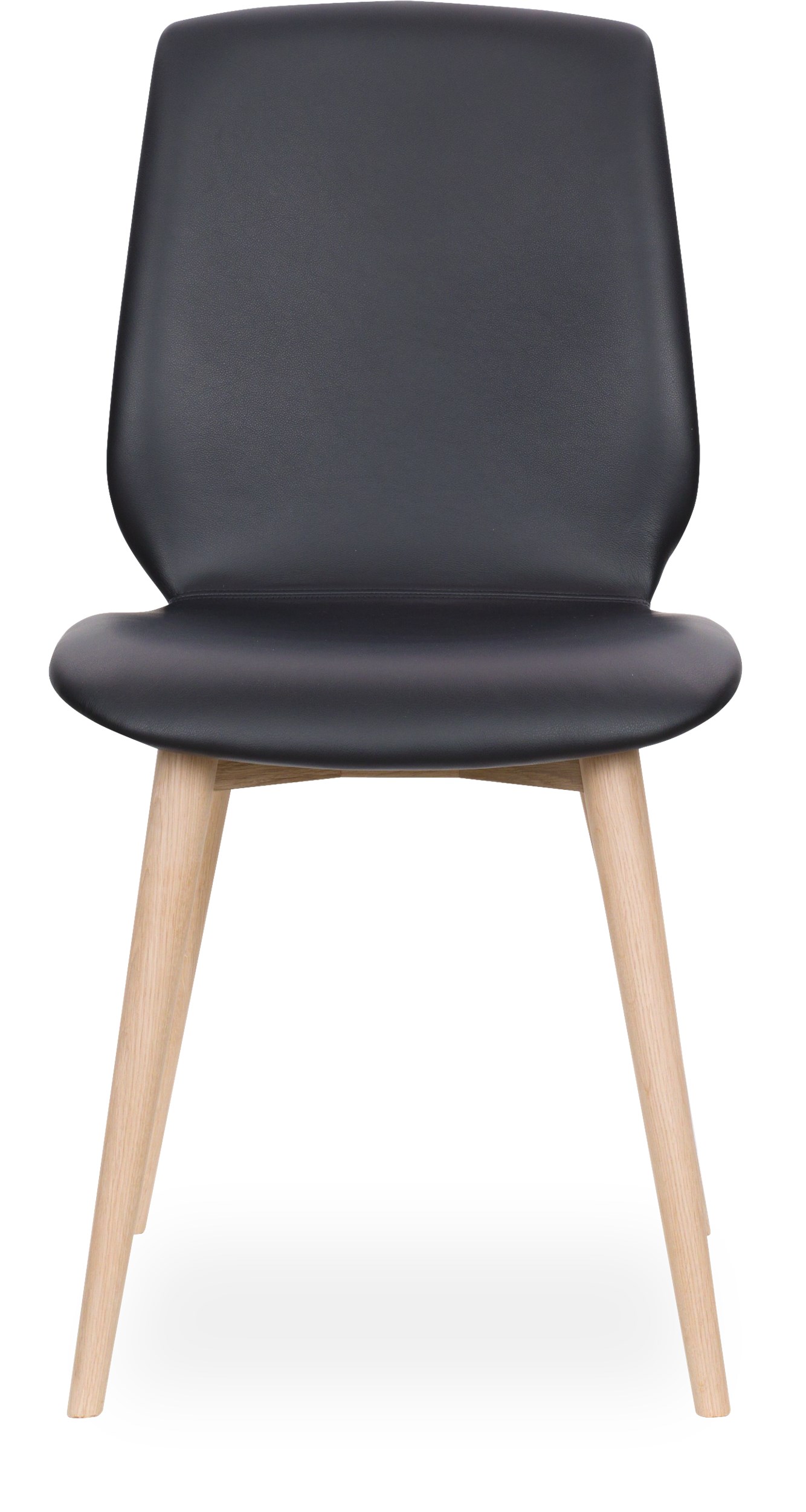 Share XL Curve matstol - Sits 0100 svart läder och curveben i vitpigmenterad mattlackad ek