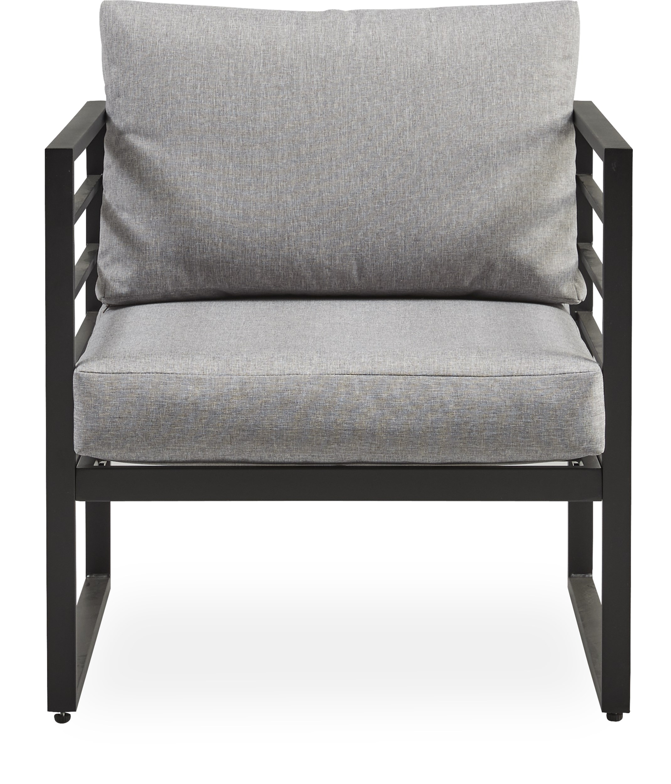 Kalmar Lounge vilostol - Stomme i svart pulverlackerad aluminium och kuddar i grå polyester