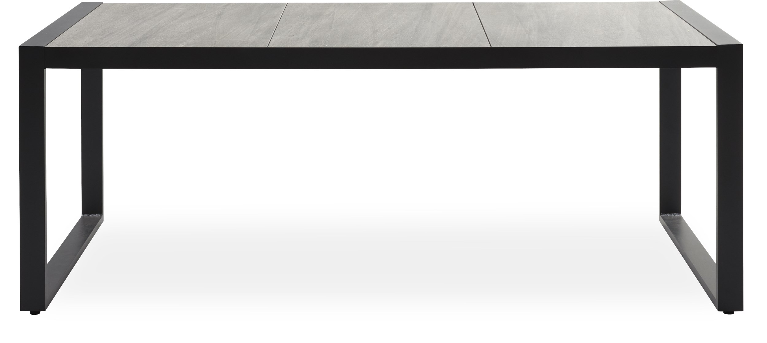 Seri Trädgårdsbord 195 x 90 x 74 cm - Bordsskiva i grå keramik och stomme i svart pulverlackerad aluminium