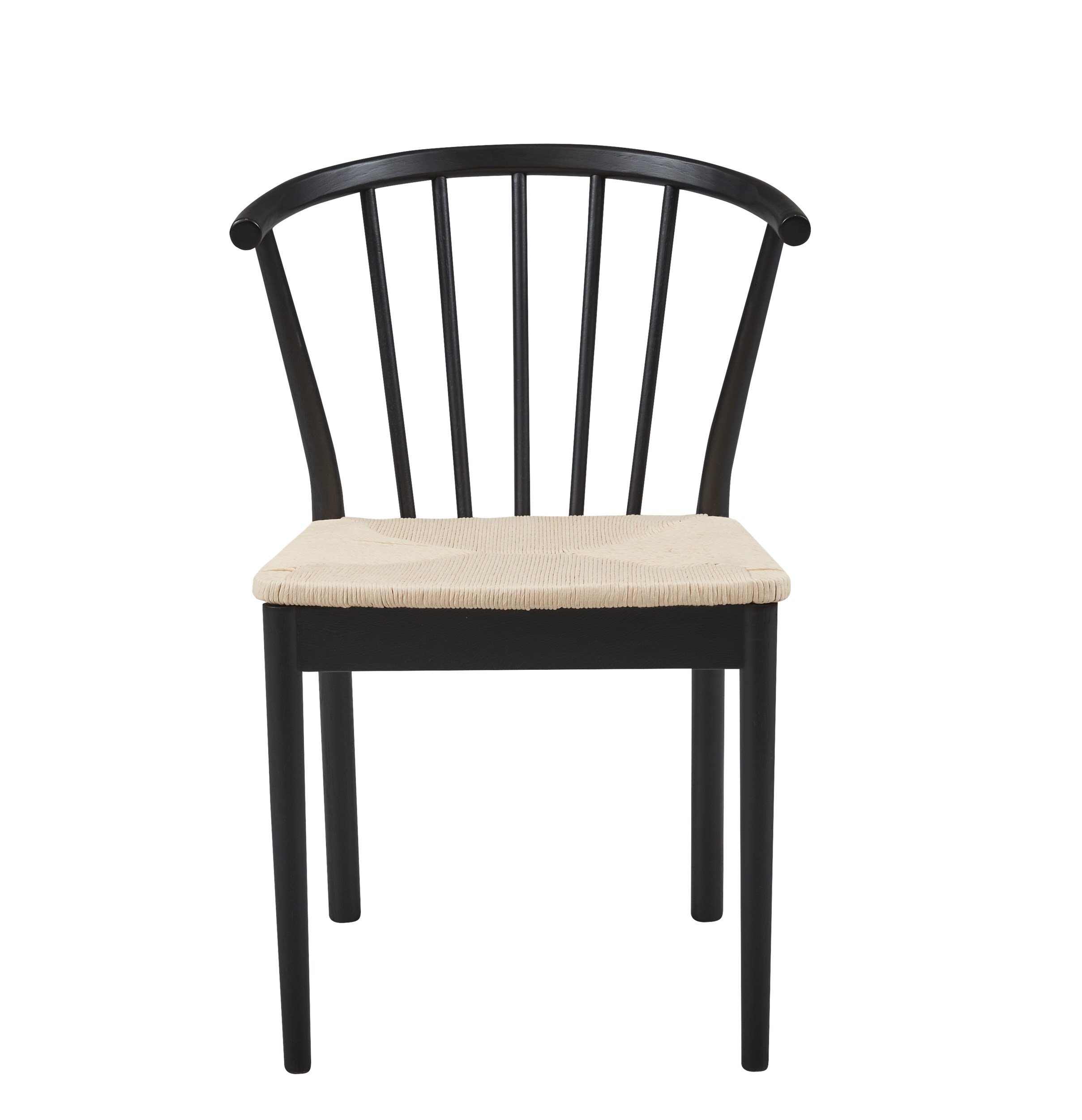 Norrland matstol - Flätad sits och ben i svart, vaxlackerad massiv ek
