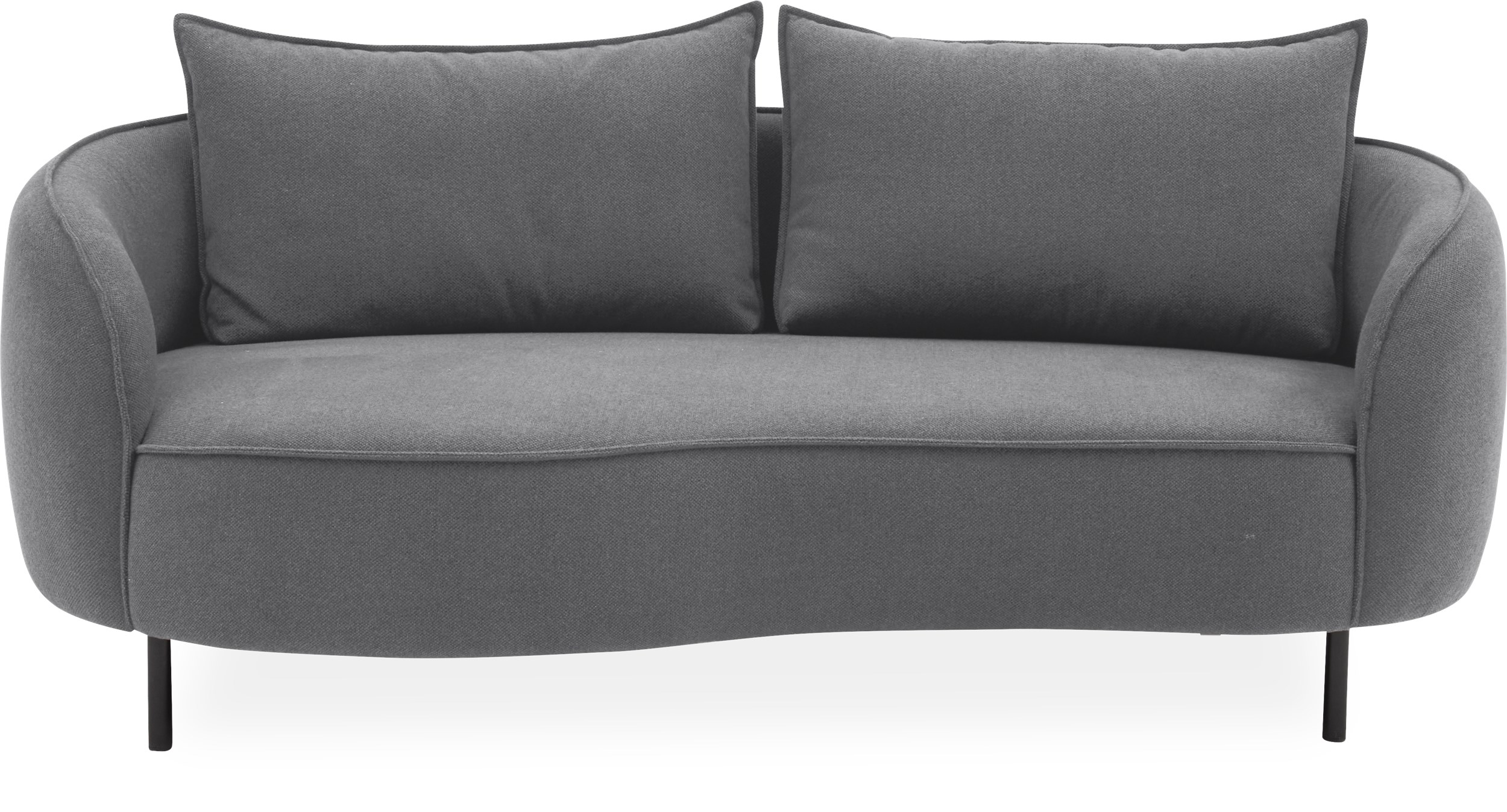 Heim 2½ sits Soffa - Denno 1261 Deep Grey textil och ben i svartlackerad metall