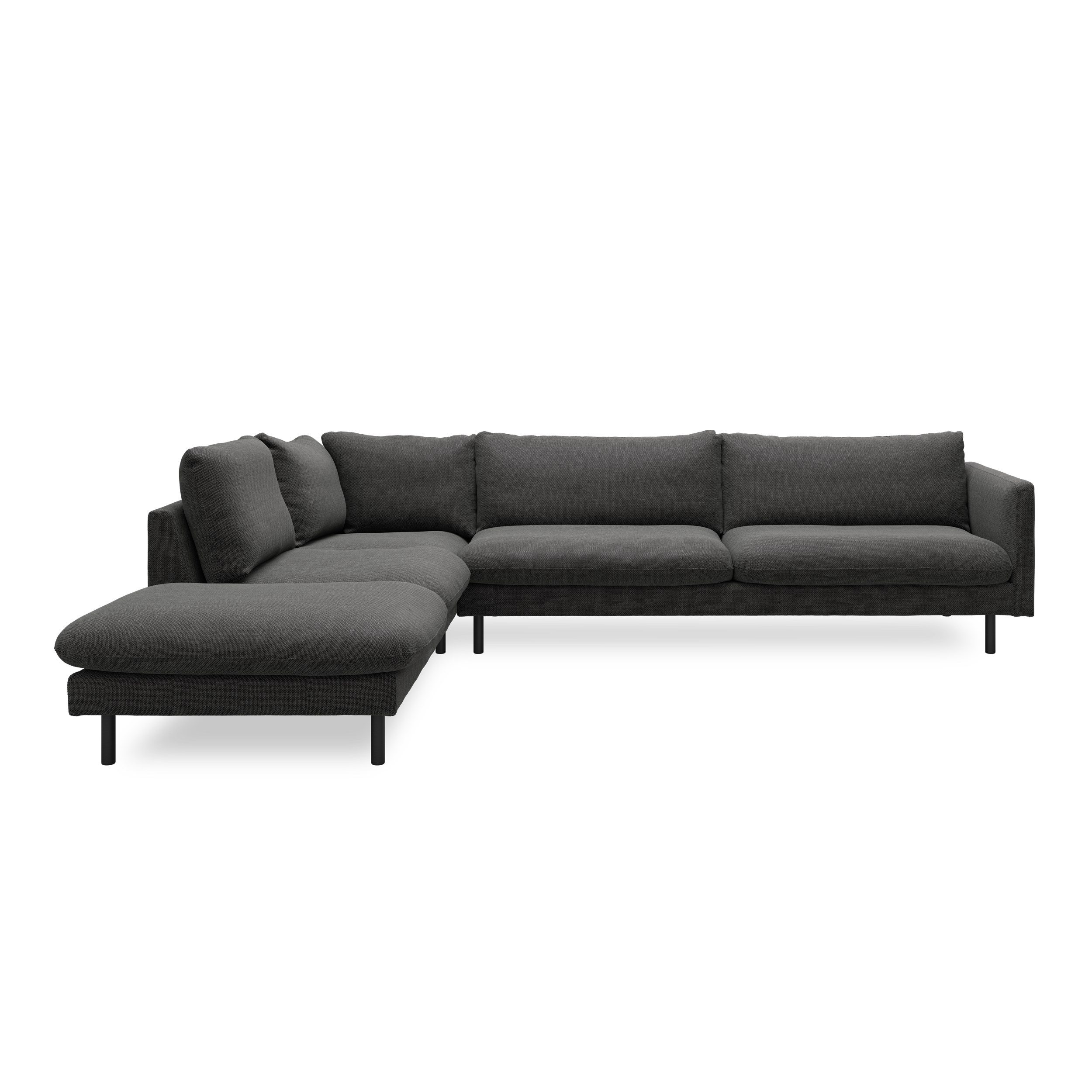 Bjorn soffa med divan - ben i svart metall