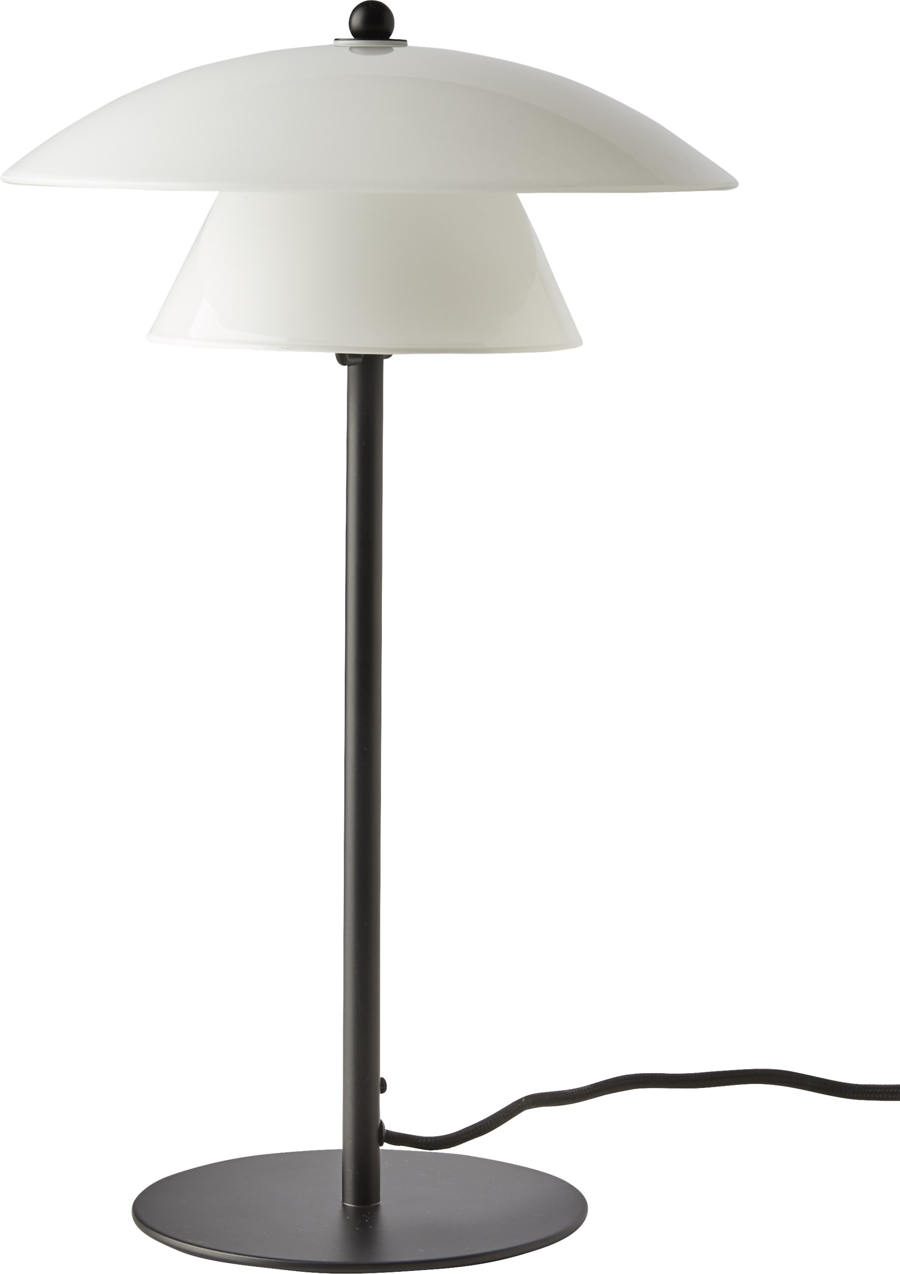 Norup Bordslampa 40 x 25 cm - Vit opalskärm och mattsvart metallfot