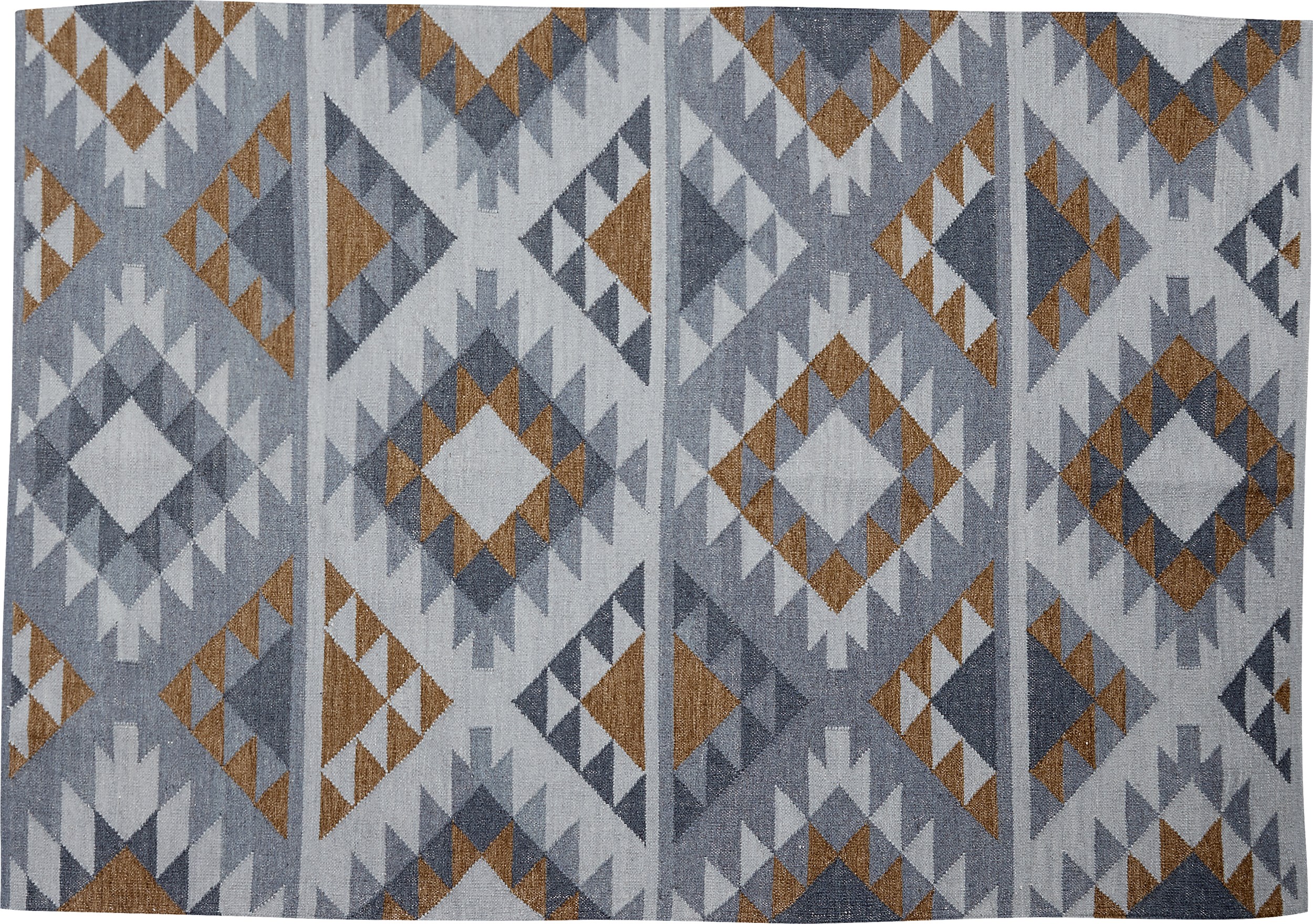 Kordia Kelimmatta 160 x 230 cm - Grå/ockrafärgad ull och diamant form