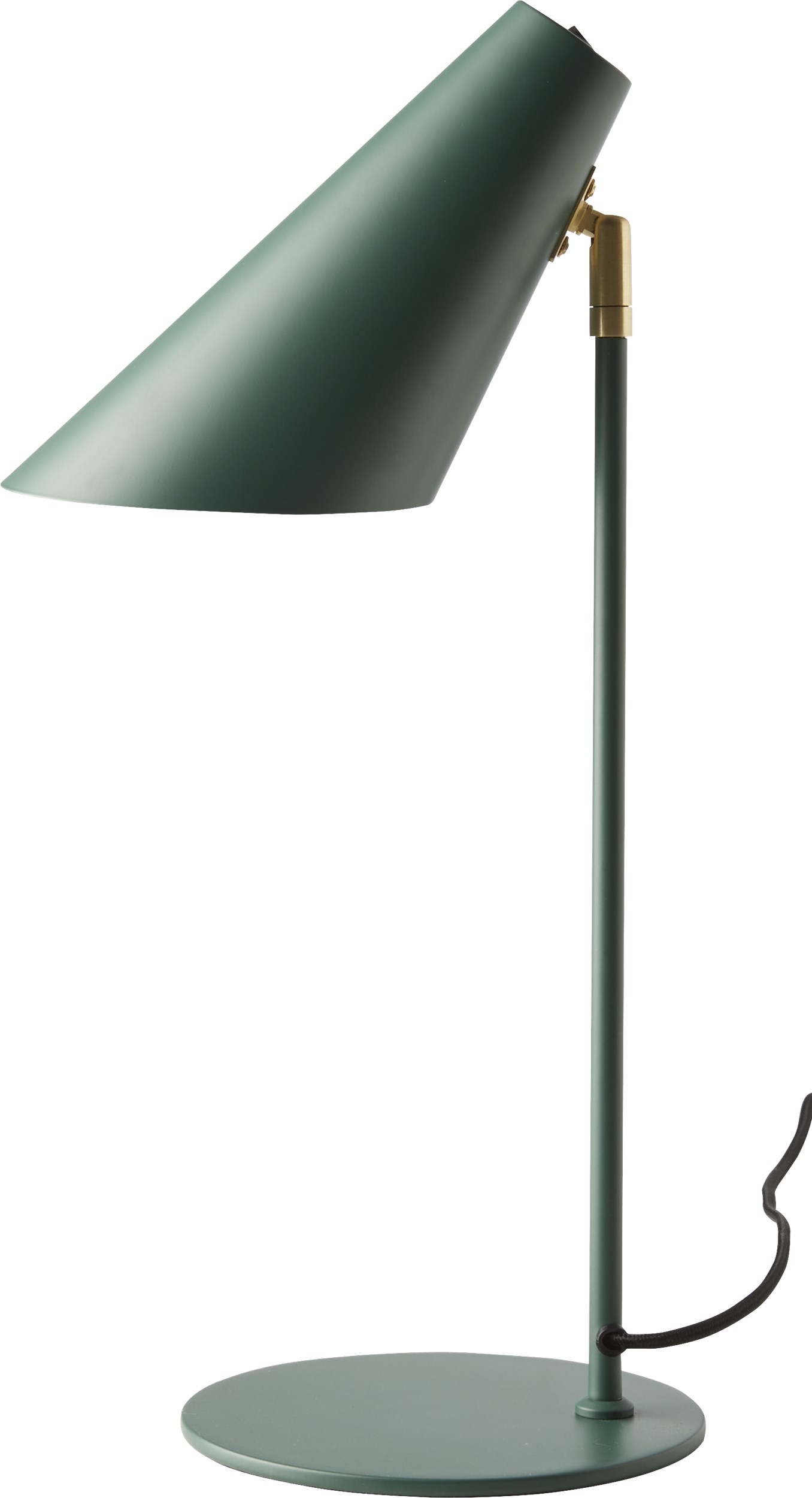 Cale Bordslampa 50 x 15,5 cm - Grön metallskärm/bas, stång i grönt/mässing och svart textilsladd