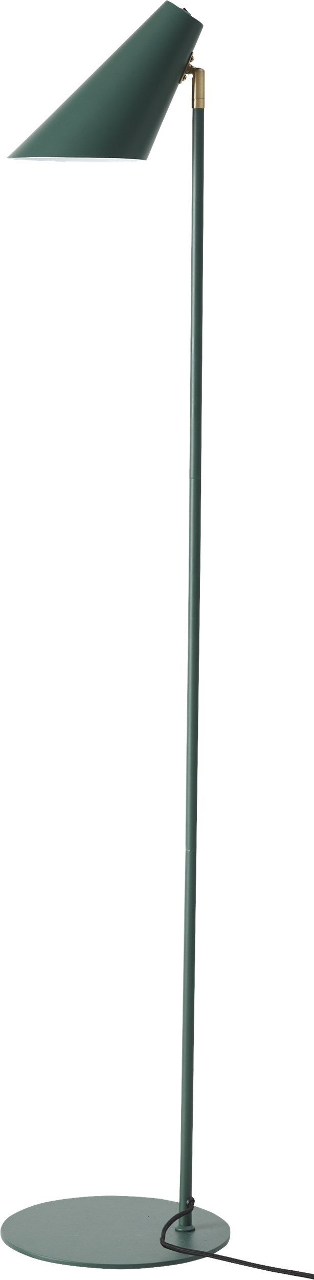Cale Golvlampa 135 x 15,5 cm - Grön metallskärm/bas, stång i grönt/mässing och svart textilsladd