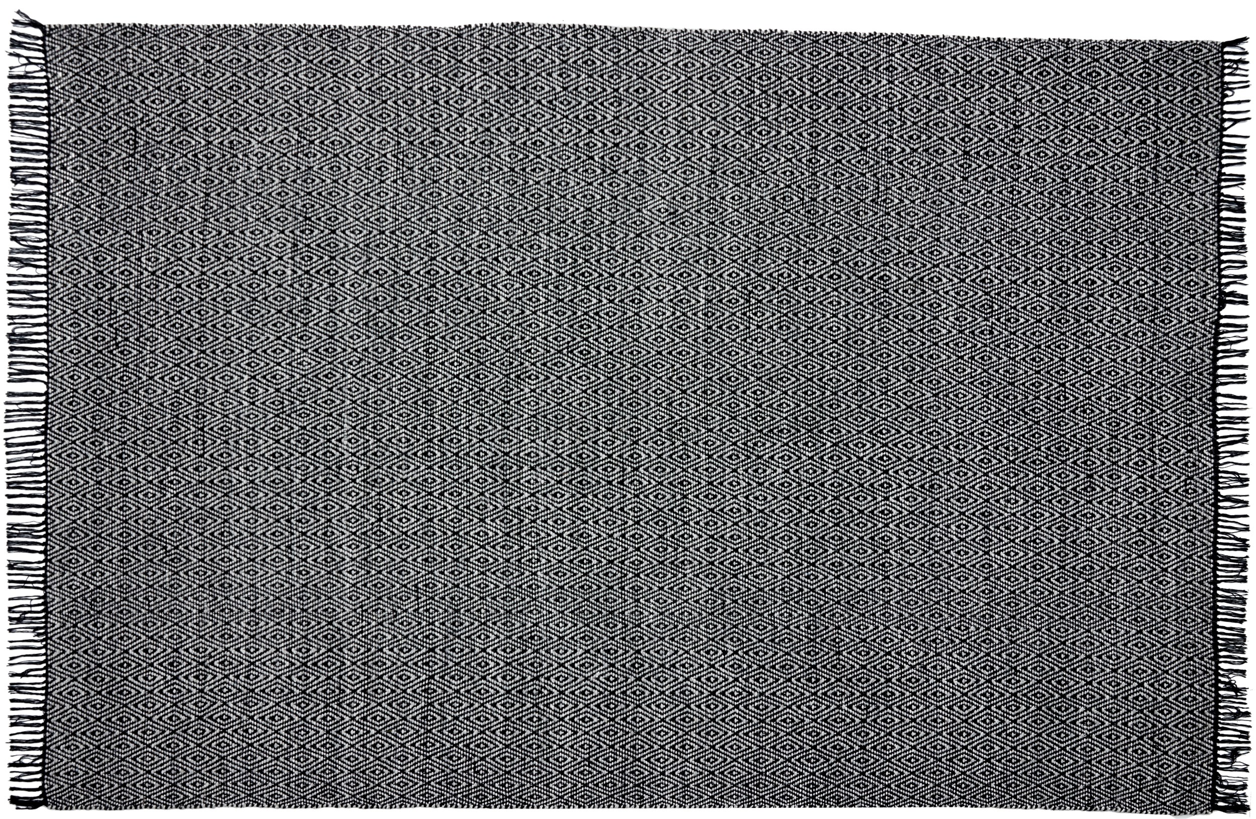 Rold Kelimmatta 160 x 230 cm - Offwhite/svart, diamant form och fransar