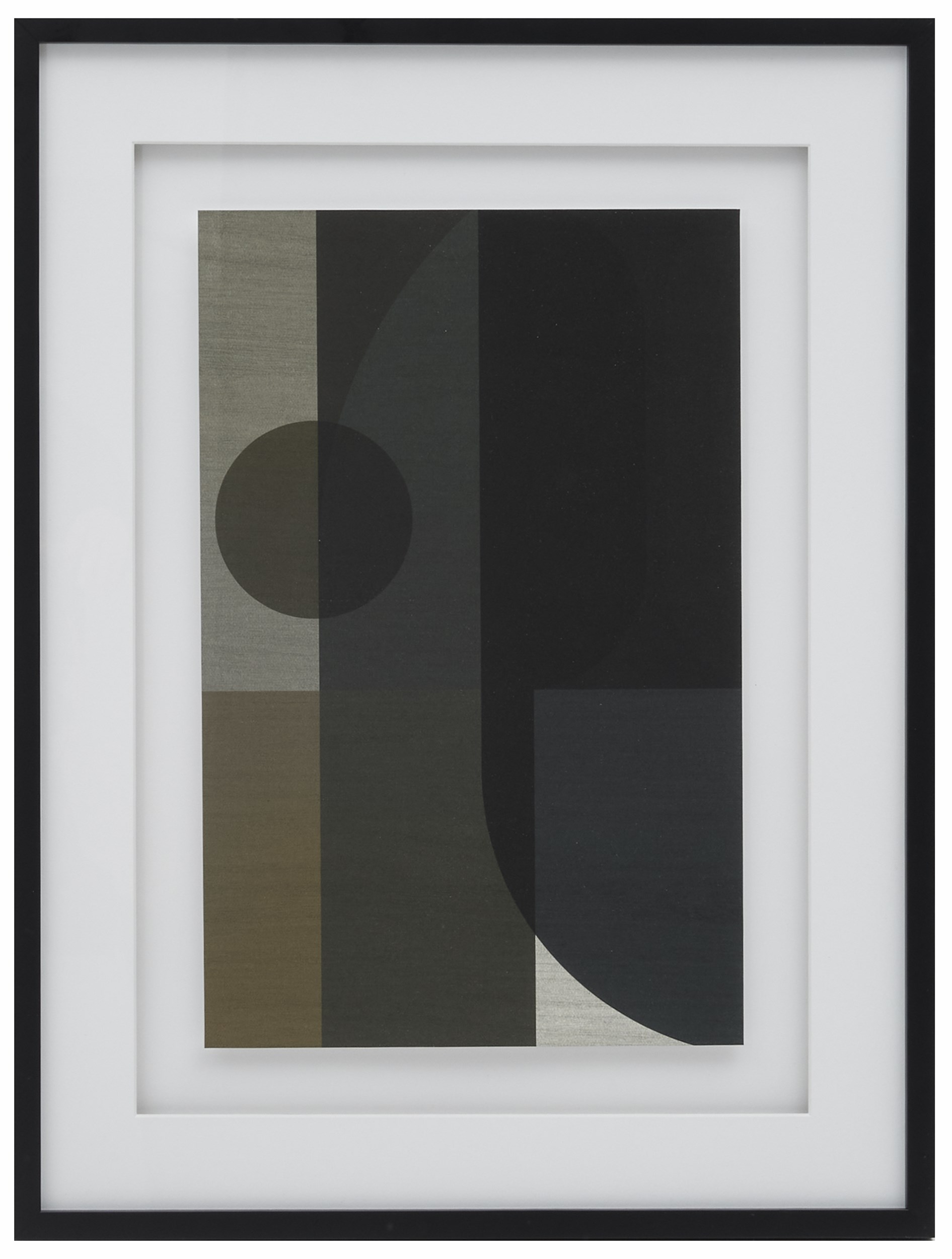 Pillar affisch med ram, stor 60 x 80 x 3 cm - Grön/svart/brun/blå och vit, Abstrakt stapelmotiv och med svart ram