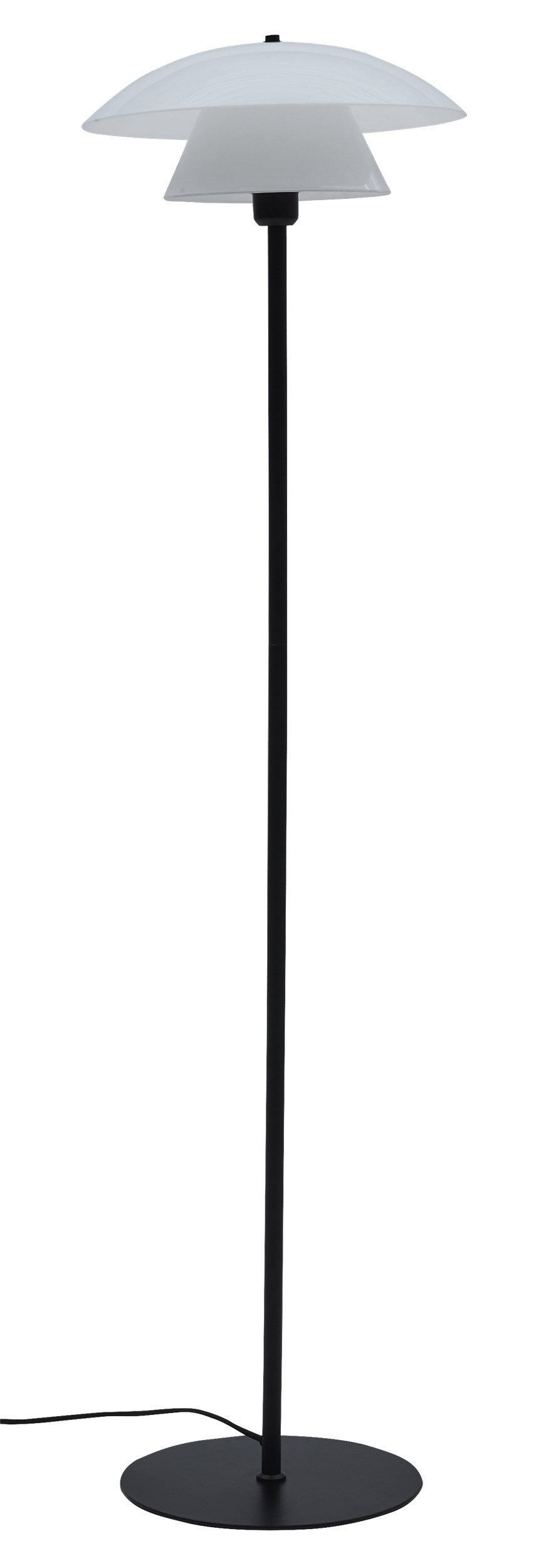Norup Golvlampa 140 x 38 cm - Vit opalskärm och mattsvart metallfot