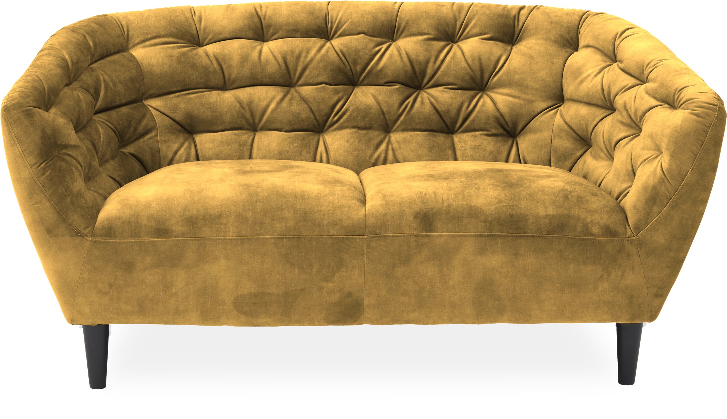 Ria 2 sits Soffa - Decent 15 Mustard yellow textil och ben av svartmålat gummiträ