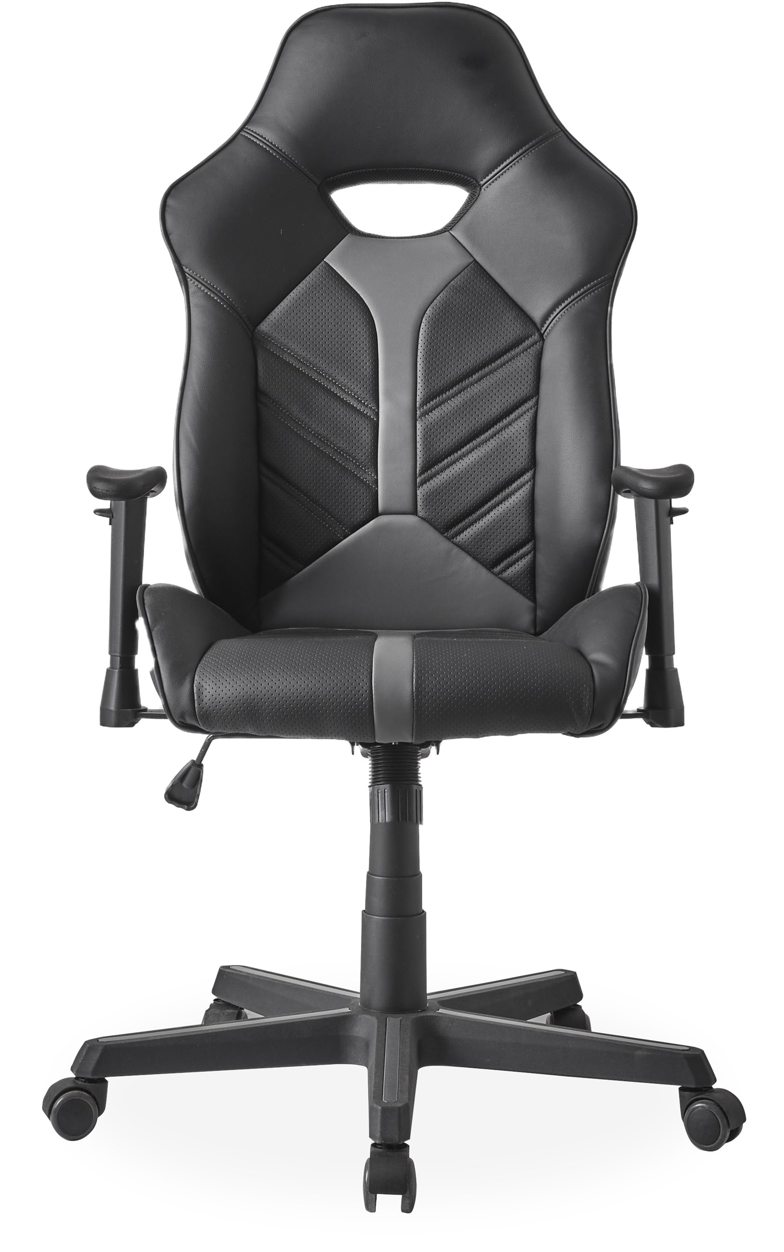 Strike spelstol - Sits i svart/grått konstläder och stomme i svart nylon med svart/grå