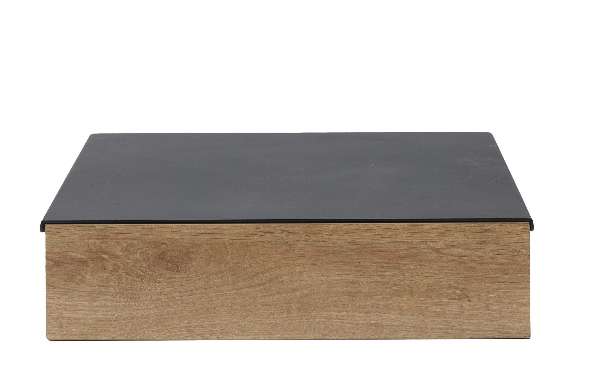 Twin Sängbord - Svart pulverlackerad metall och låda i ekmelamin