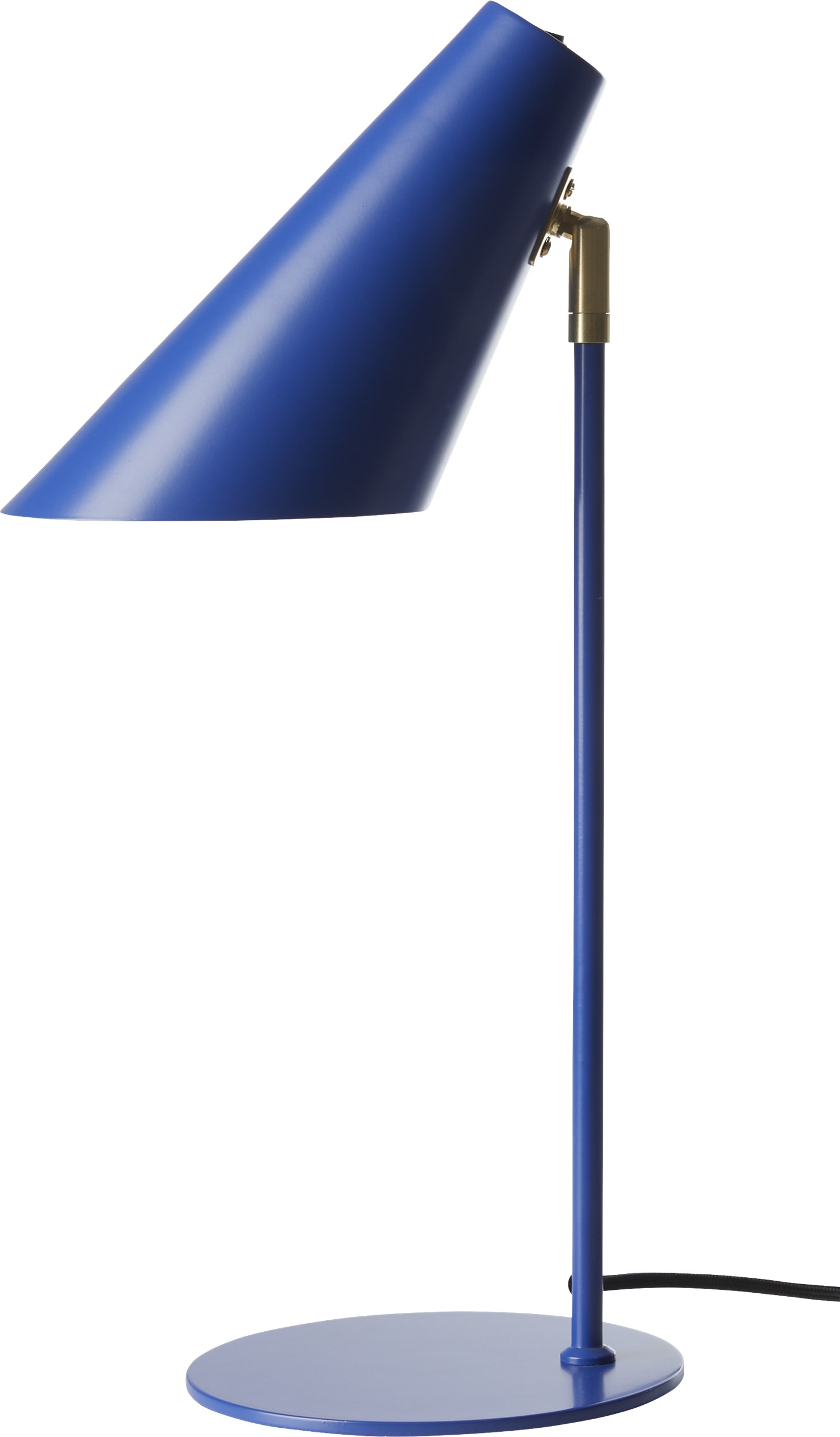 Cale Bordslampa 50 x 15,5 cm - Bold Blue metallskärm/bas, stång i Bold Blue/mässing och svart textilsladd