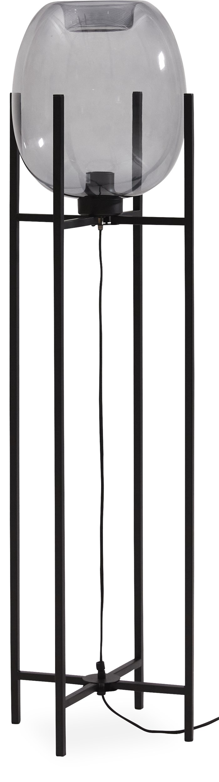 Logina V2 Golvlampa 31 x 114,5 x 31 cm - Rökfärgad glasskärm och svart metallstomme