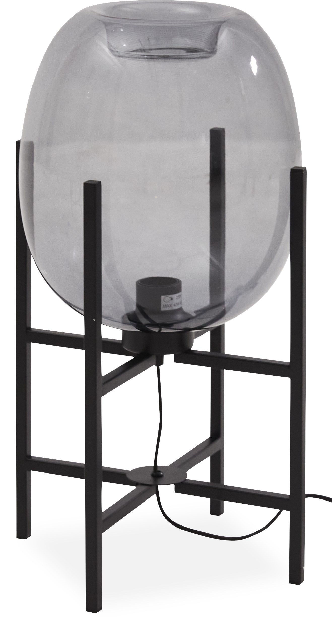 Logina V2 Bordslampa 52 cm - Rökfärgad glasskärm och svart metallstomme