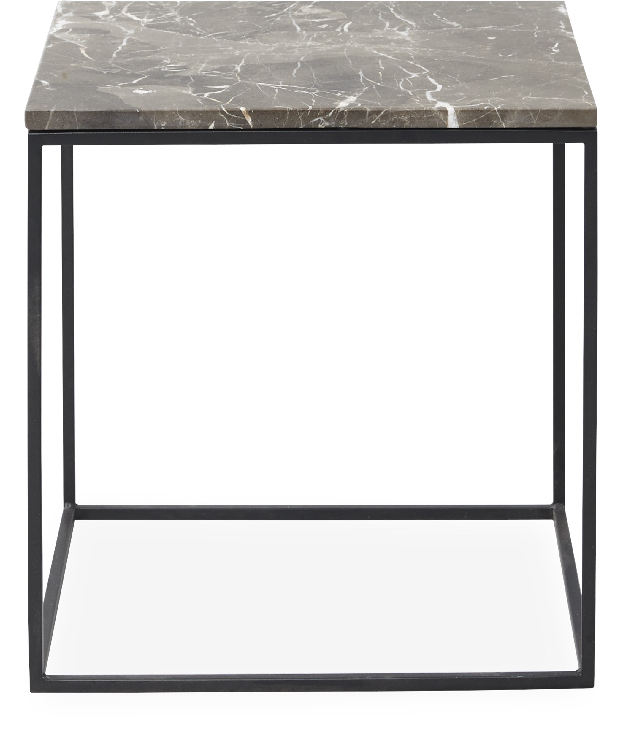 Square Soffbord 40 x 41,6 x 40 cm - Bordsskiva i brun emperador marmor och stomme i svartlackerad metall