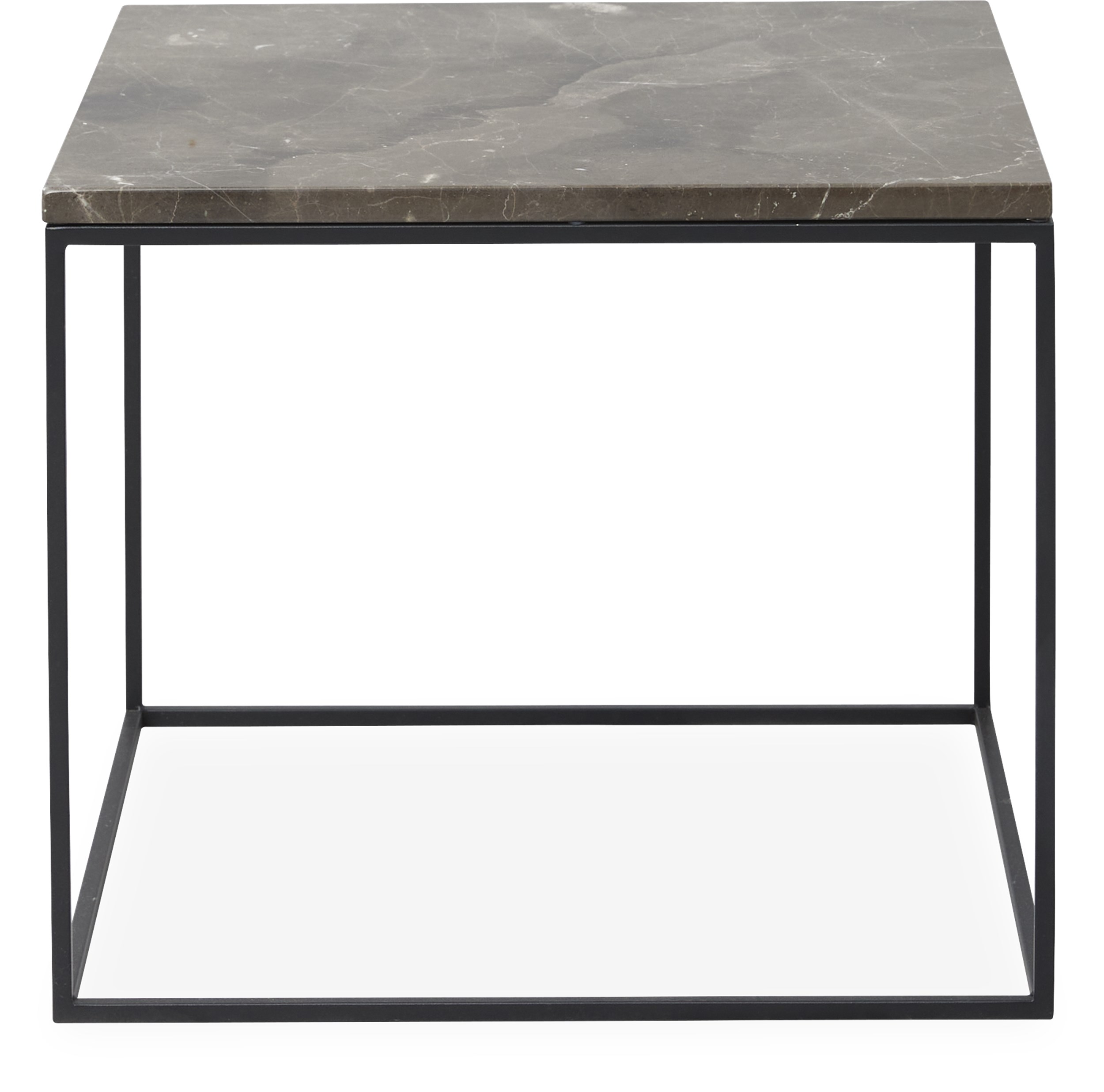 Square Soffbord 50 x 41,6 x 50 cm - Bordsskiva i brun emperador marmor och stomme i svartlackerad metall