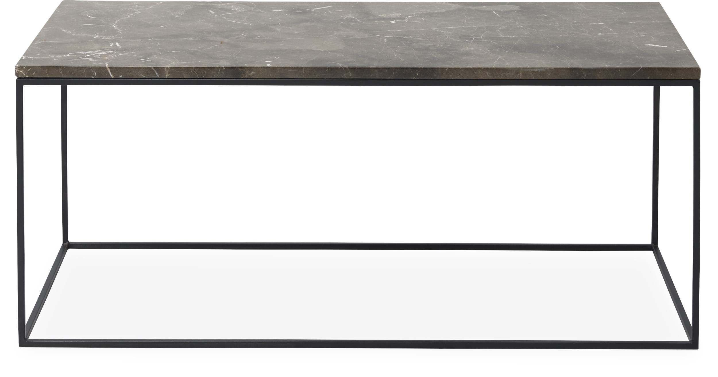 Square Soffbord 100 x 41,6 x 50 cm - Bordsskiva i brun emperador marmor och stomme i svartlackerad metall