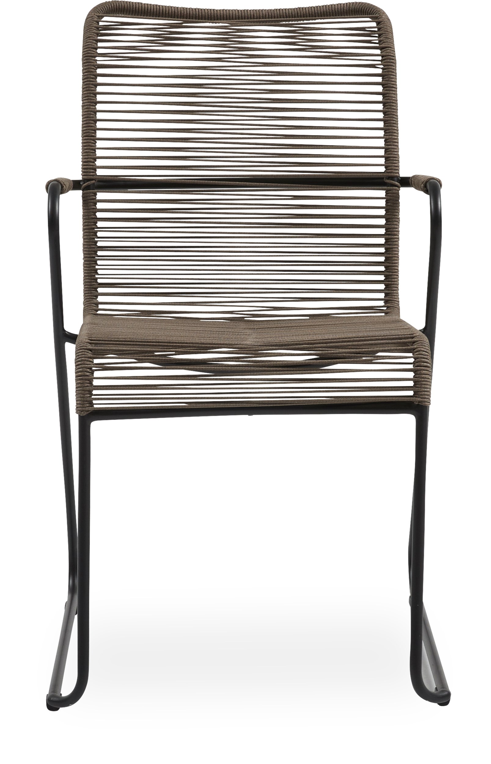 Branco Trädgårdsstol - Sits rygg i taupe rep och stomme i svartmålad stål