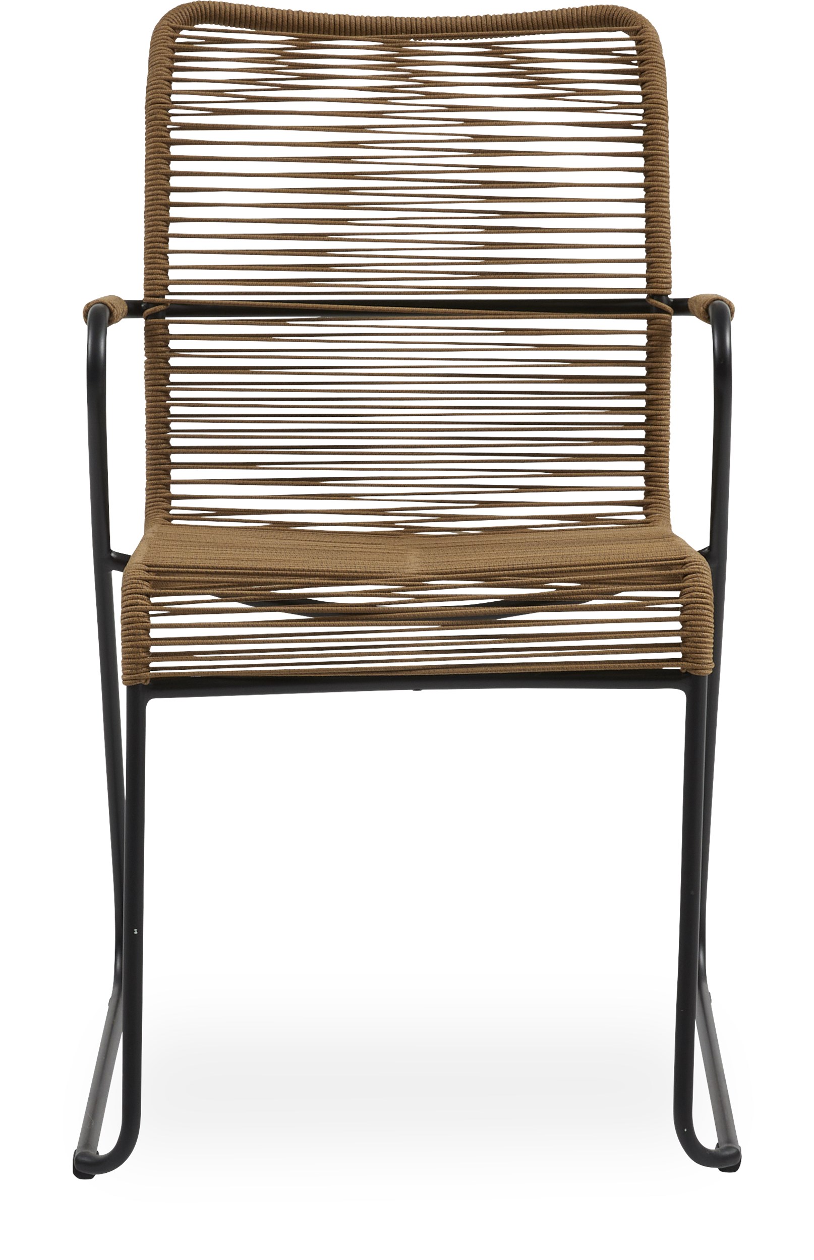 Branco Trädgårdsstol - Sits rygg i ocker rep och stomme i svartmålad stål