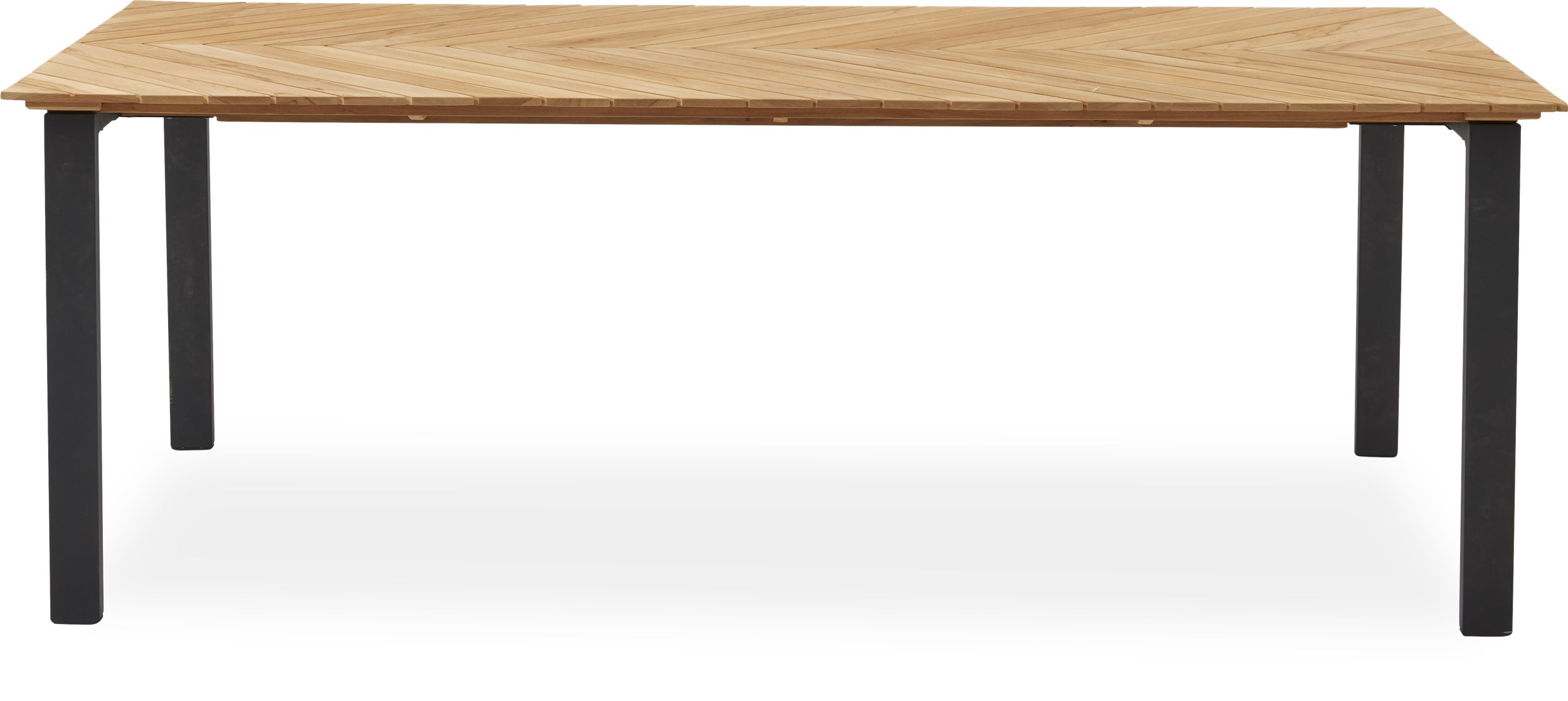 Krokan Trädgårdsbord 210 x 90 x 75 cm - Bordsskiva i FSC®-teak och stomme i svart pulverlackerad aluminium