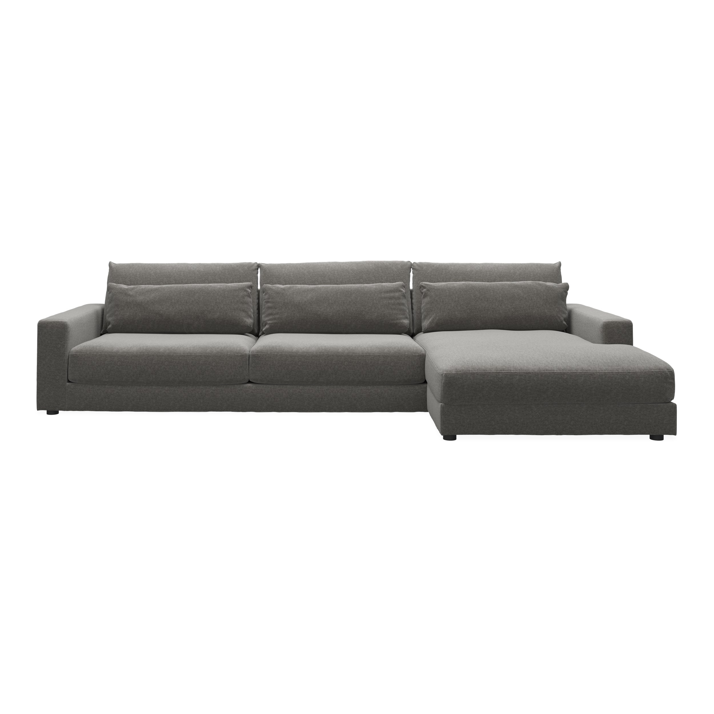 Halmstad högervänd soffa med schäslong - Danny 18 Grey textil och ben i svart plast