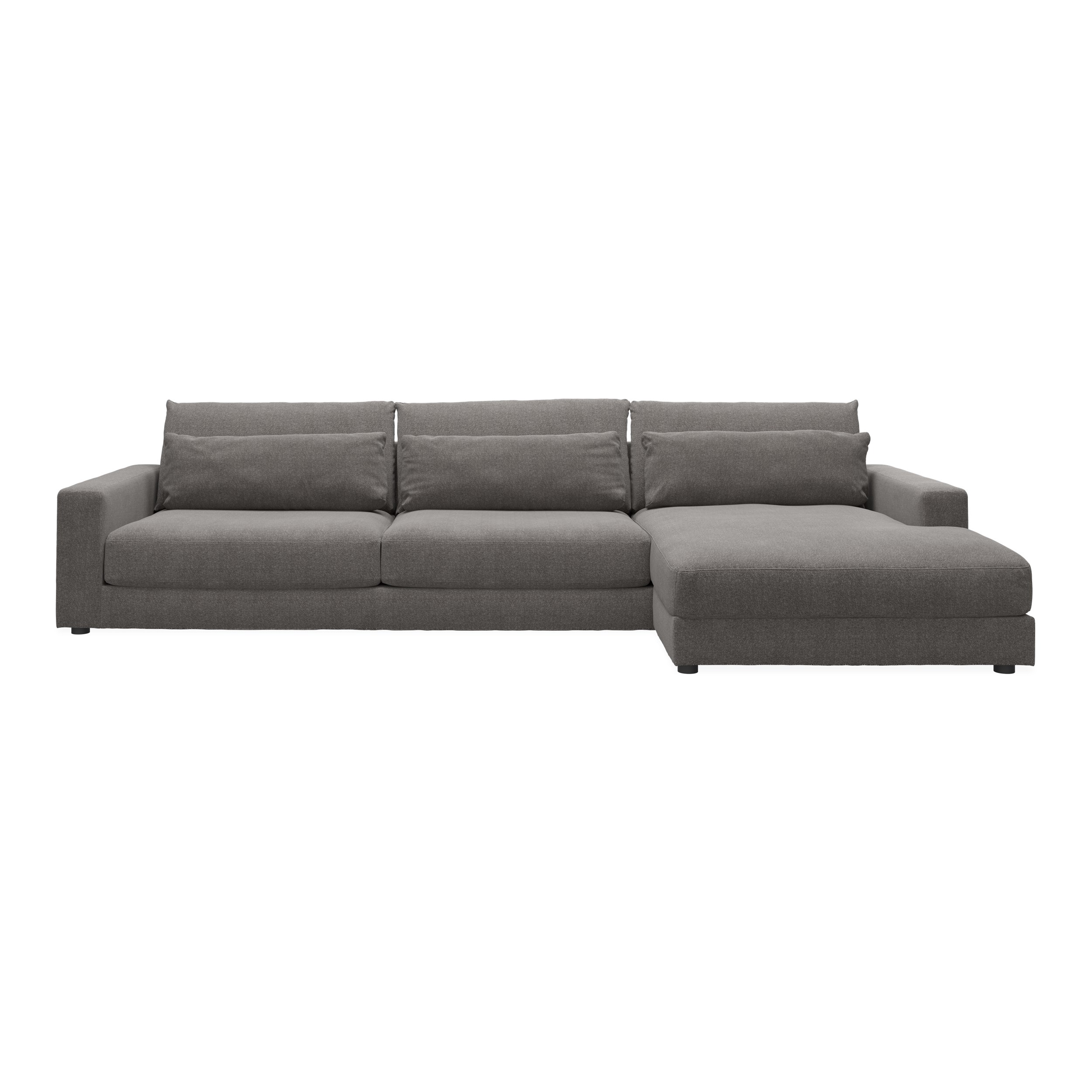 Halmstad högervänd soffa med schäslong - Rate 108 Wood textil och ben i svart plast