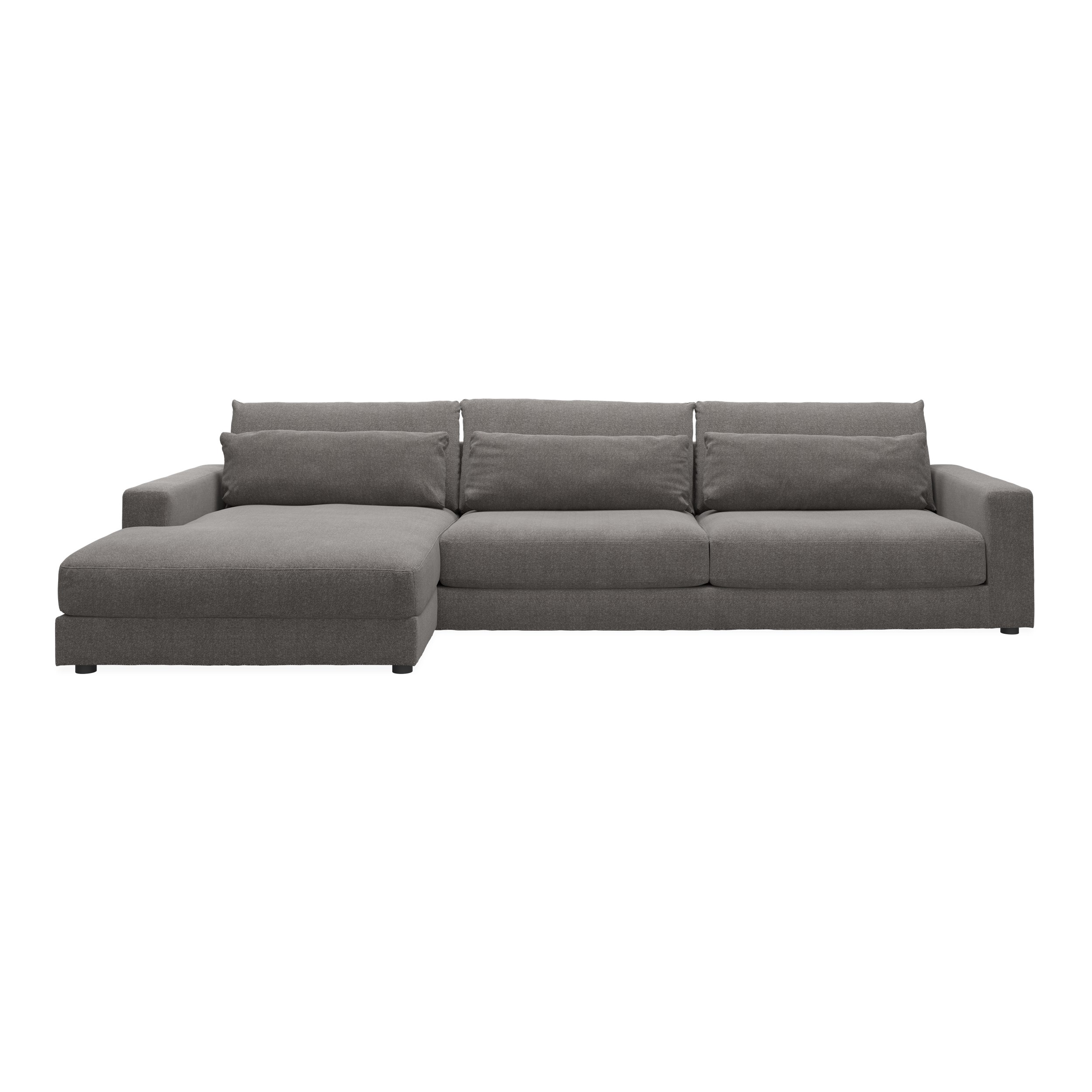 Halmstad vänstervänd soffa med schäslong - Rate 108 Wood textil och ben i svart plast