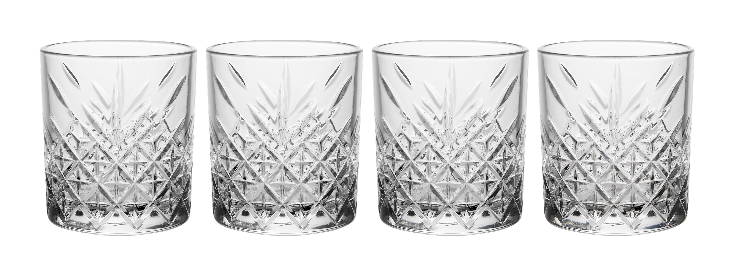 Timeless whiskeyglas i låda - Genomskinligt glas och fasetterat mönster