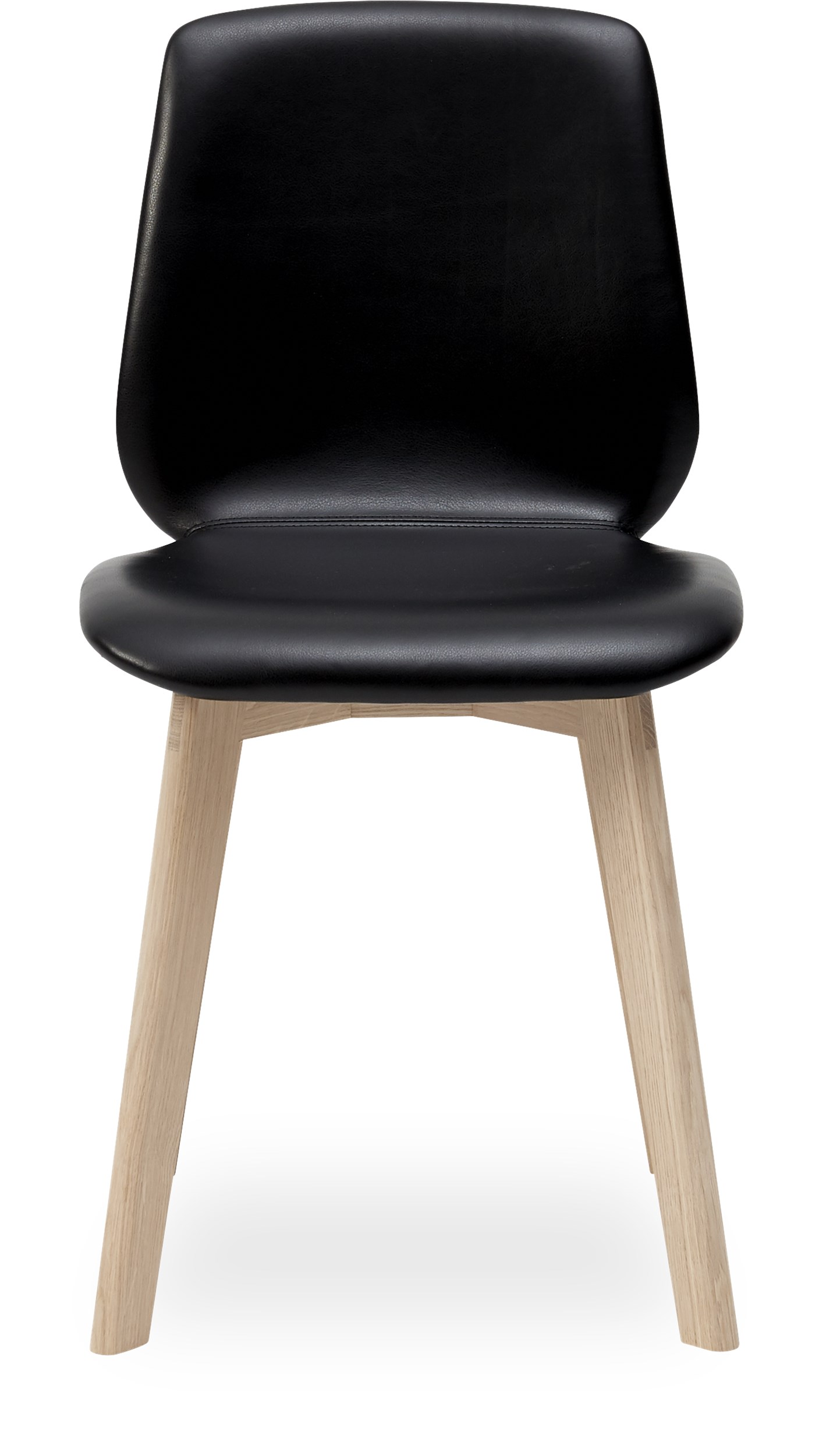 Share matstol - Sits 0100 svart läder och edgeben i vitpigmenterad mattlackad ek