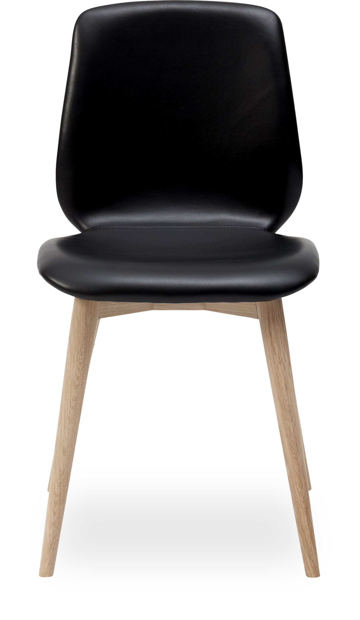 Share matstol - Sits 0100 svart läder och curveben i vitpigmenterad mattlackad ek