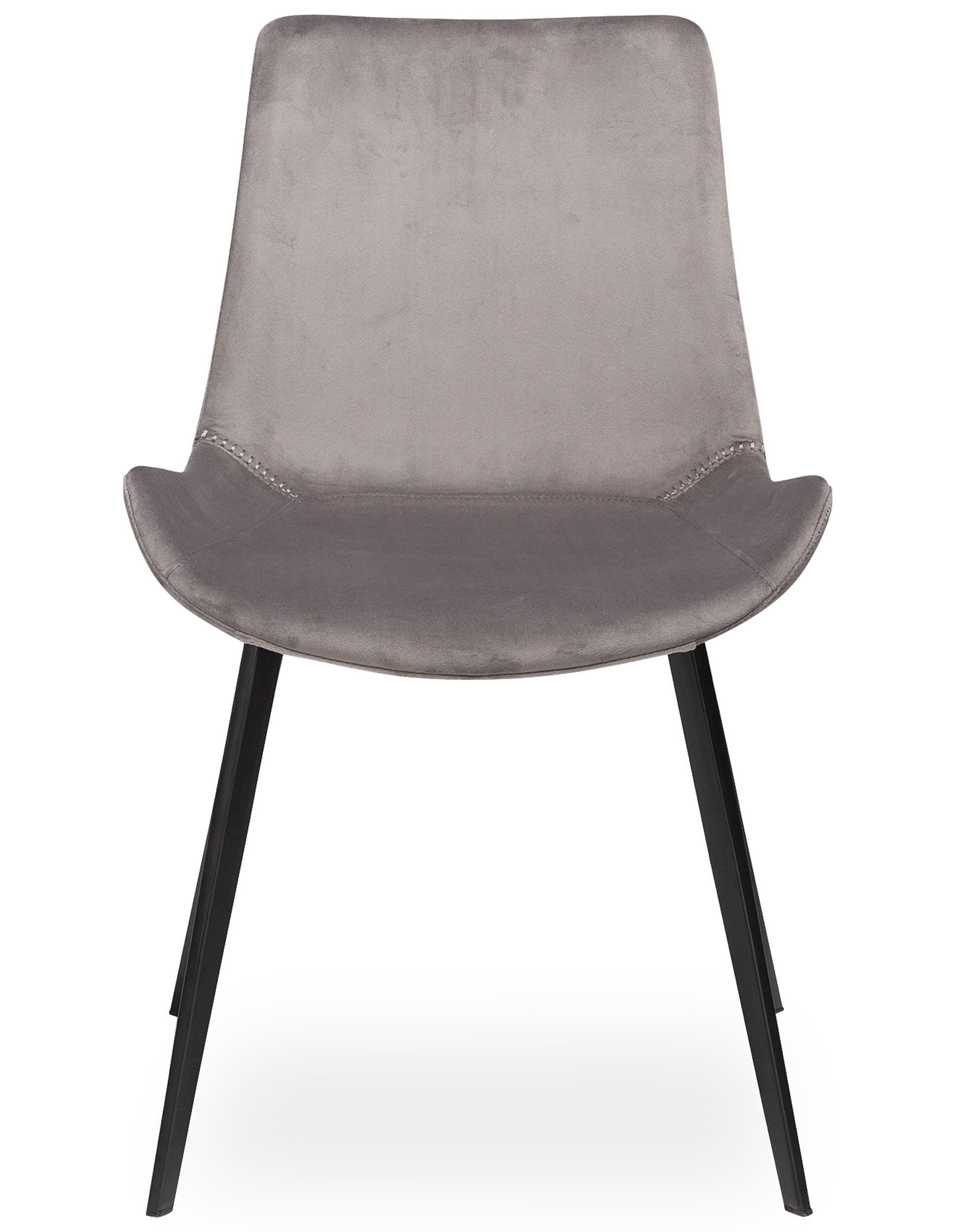 Hype matstol - Sits i aluminiumfärgad sammet och ben i svartlackerad metall