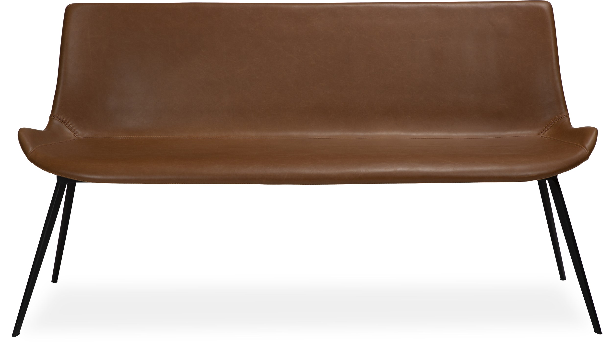 Hype Bänk - Sits i vintage ljusbrunt konstläder och ben i svartlackerad metall