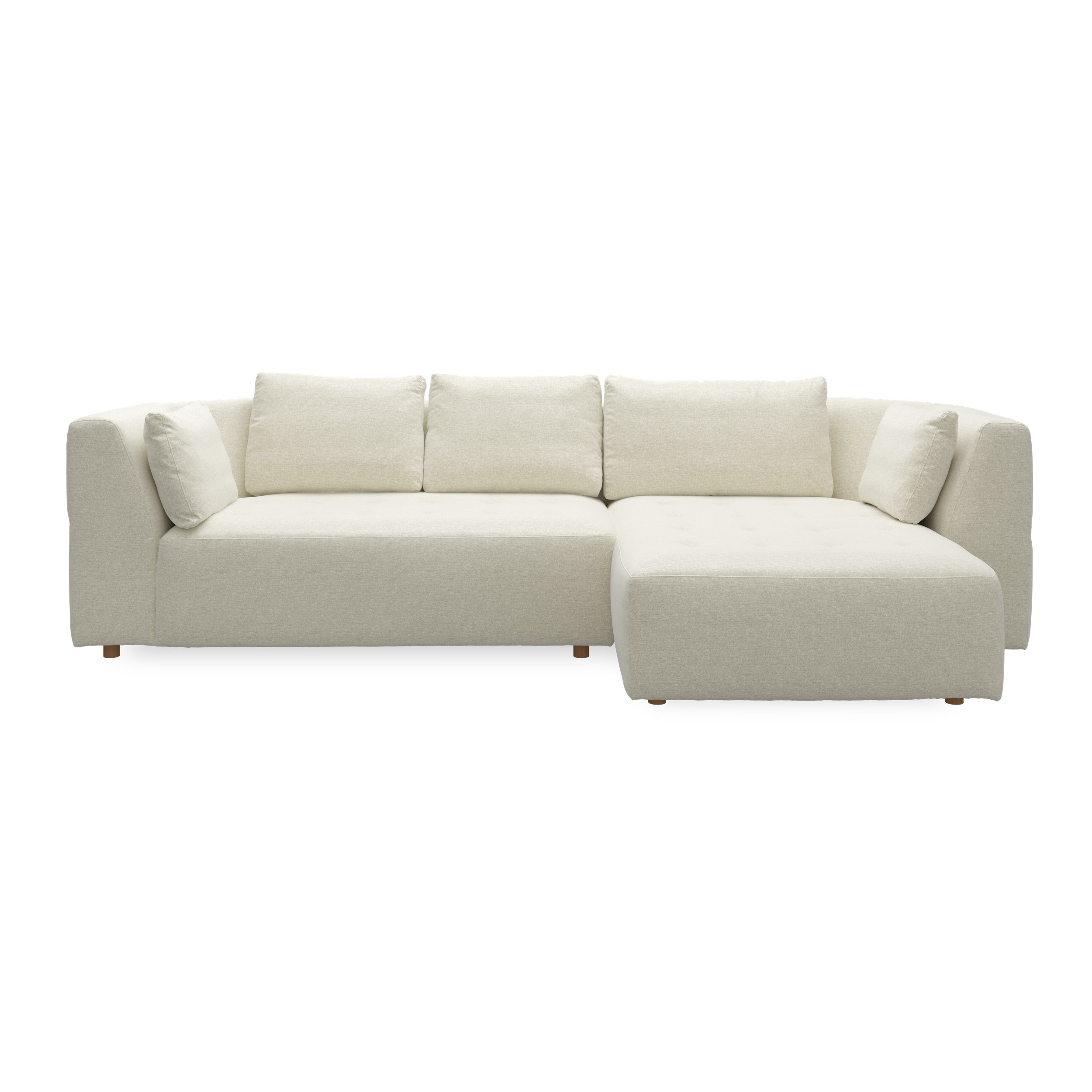 Walker högervänd soffa med schäslong - Caleido St. 2 beige textil, ben no . 173 natur ek och S: Kallskum R: Dun/Silikon