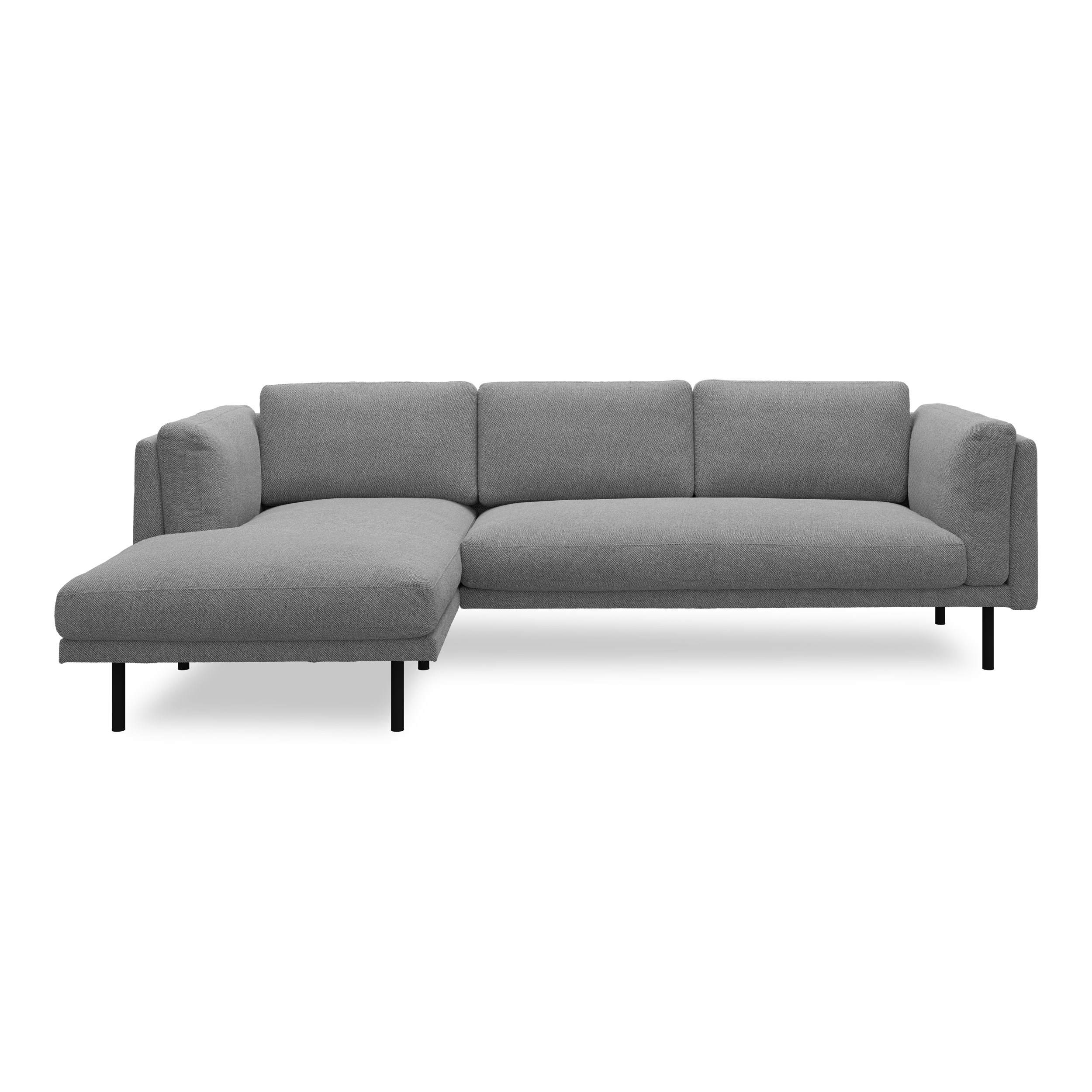 Nebel vänstervänd soffa med schäslong - Denno 87 Slate grey klädsel och svart pulverlackerad metall