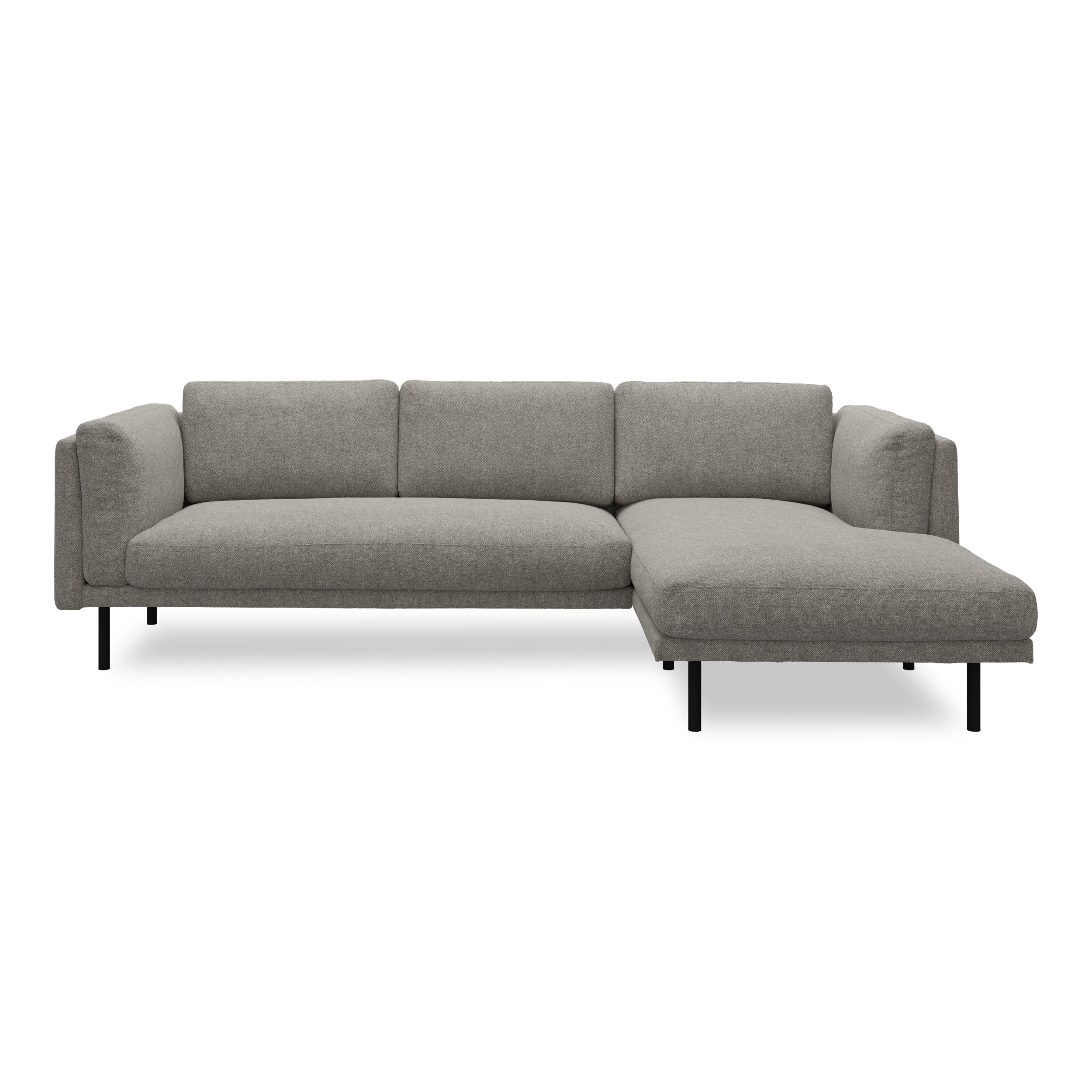 Nebel högervänd soffa med schäslong - Rate 108 Wood textil och svart pulverlackerad metall