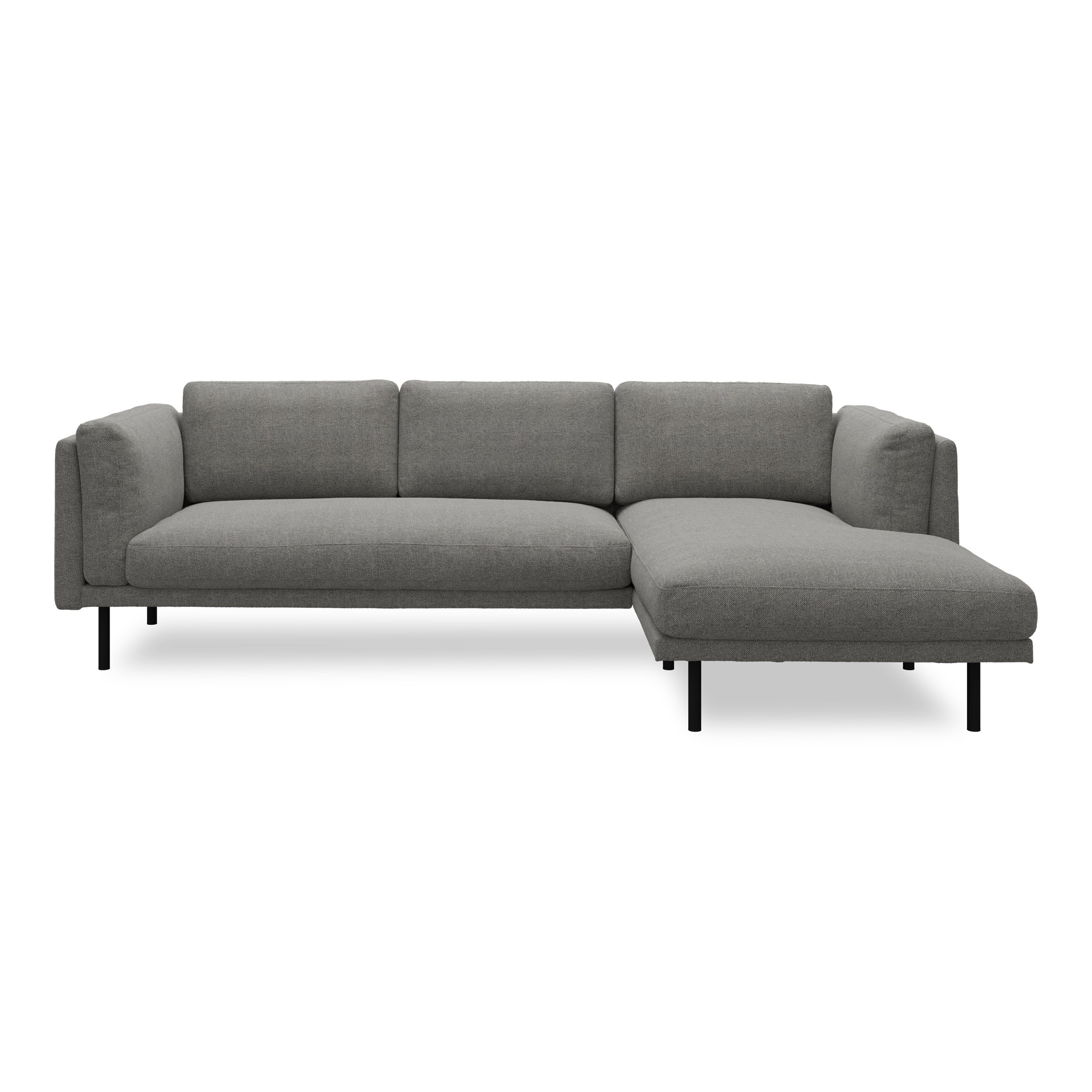 Nebel högervänd soffa med schäslong - Rate 68 Dark grey textil och svart pulverlackerad metall