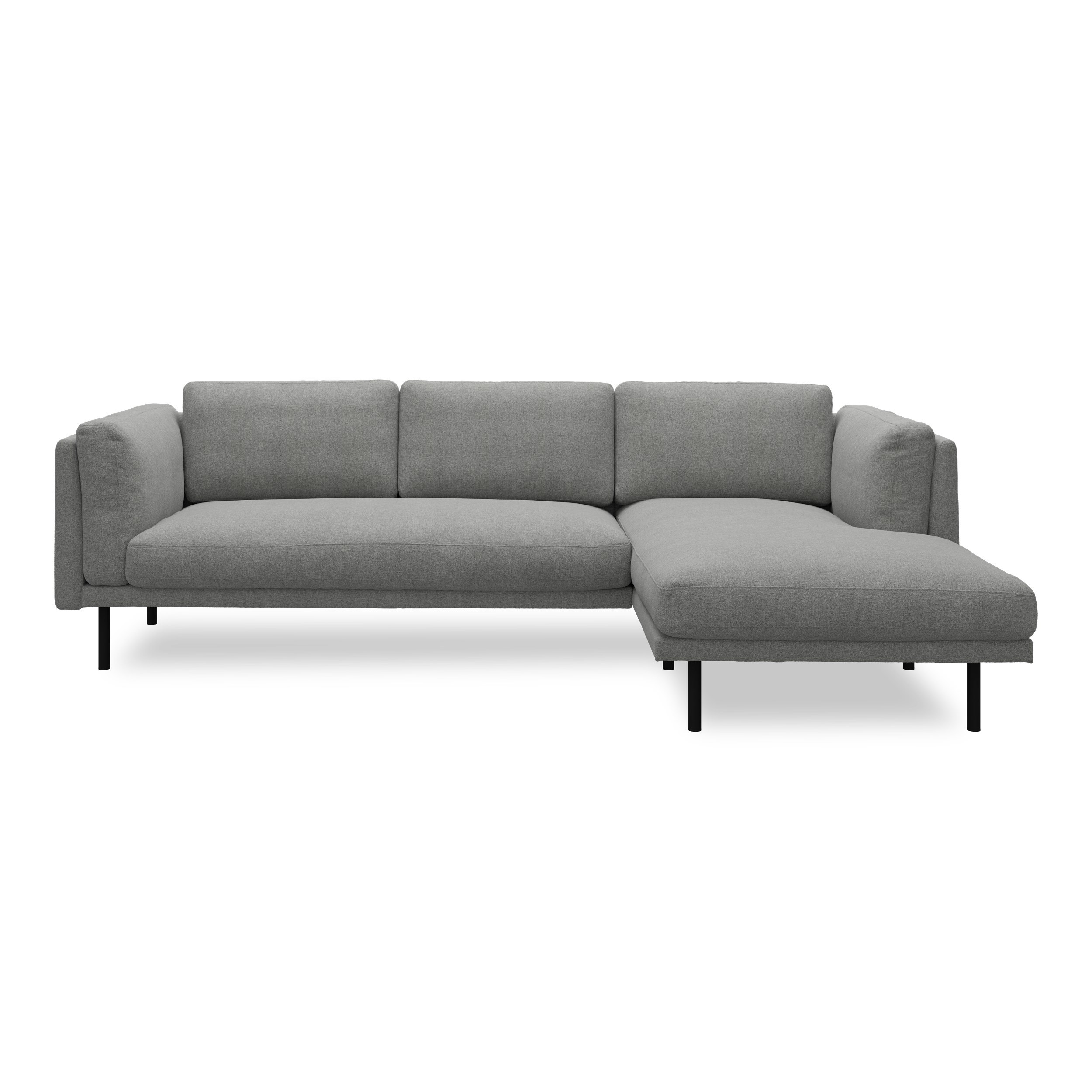 Nebel högervänd soffa med schäslong - Soil 167 Zinc textil och svart pulverlackerad metall