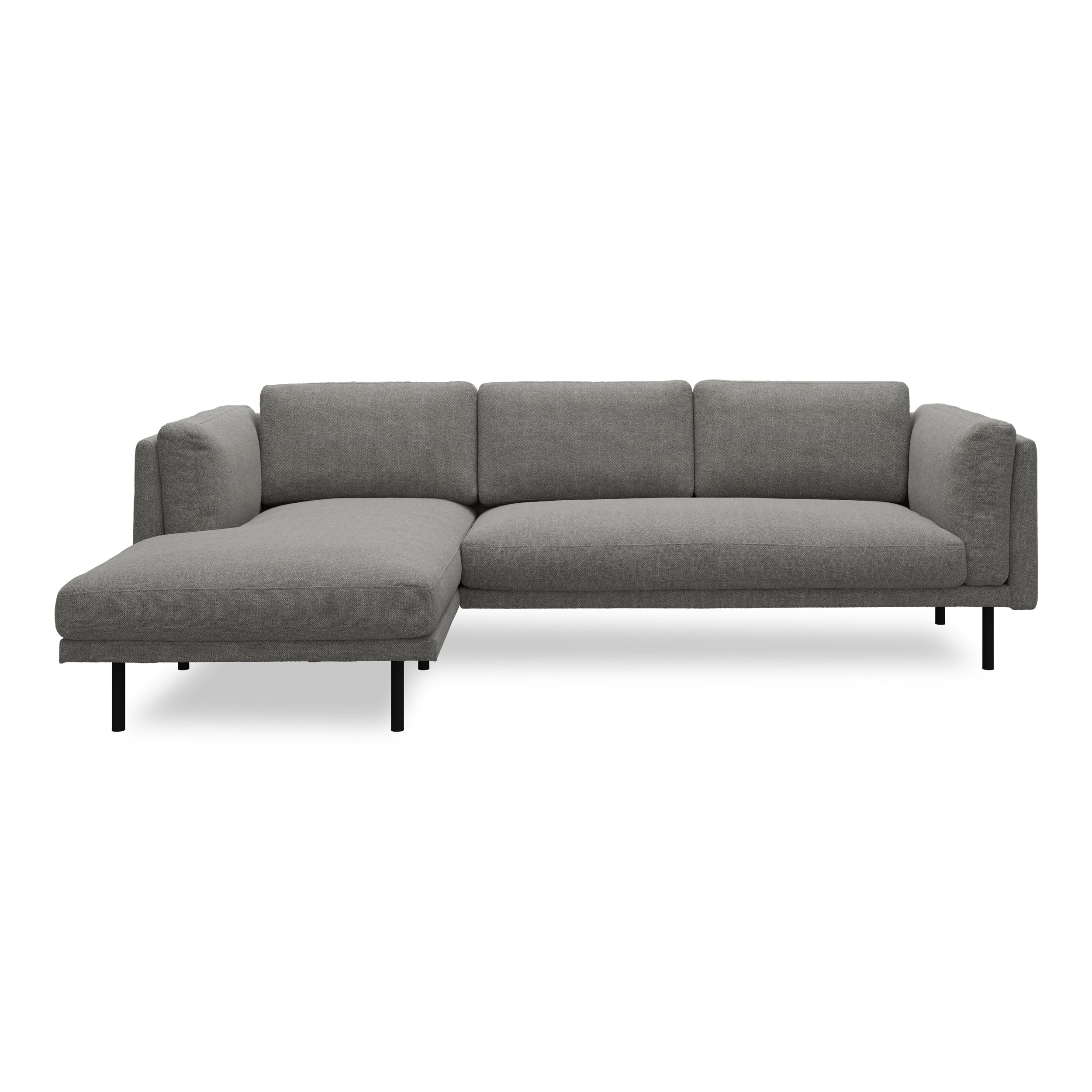 Nebel vänstervänd soffa med schäslong - Rate 68 Dark grey textil och svart pulverlackerad metall