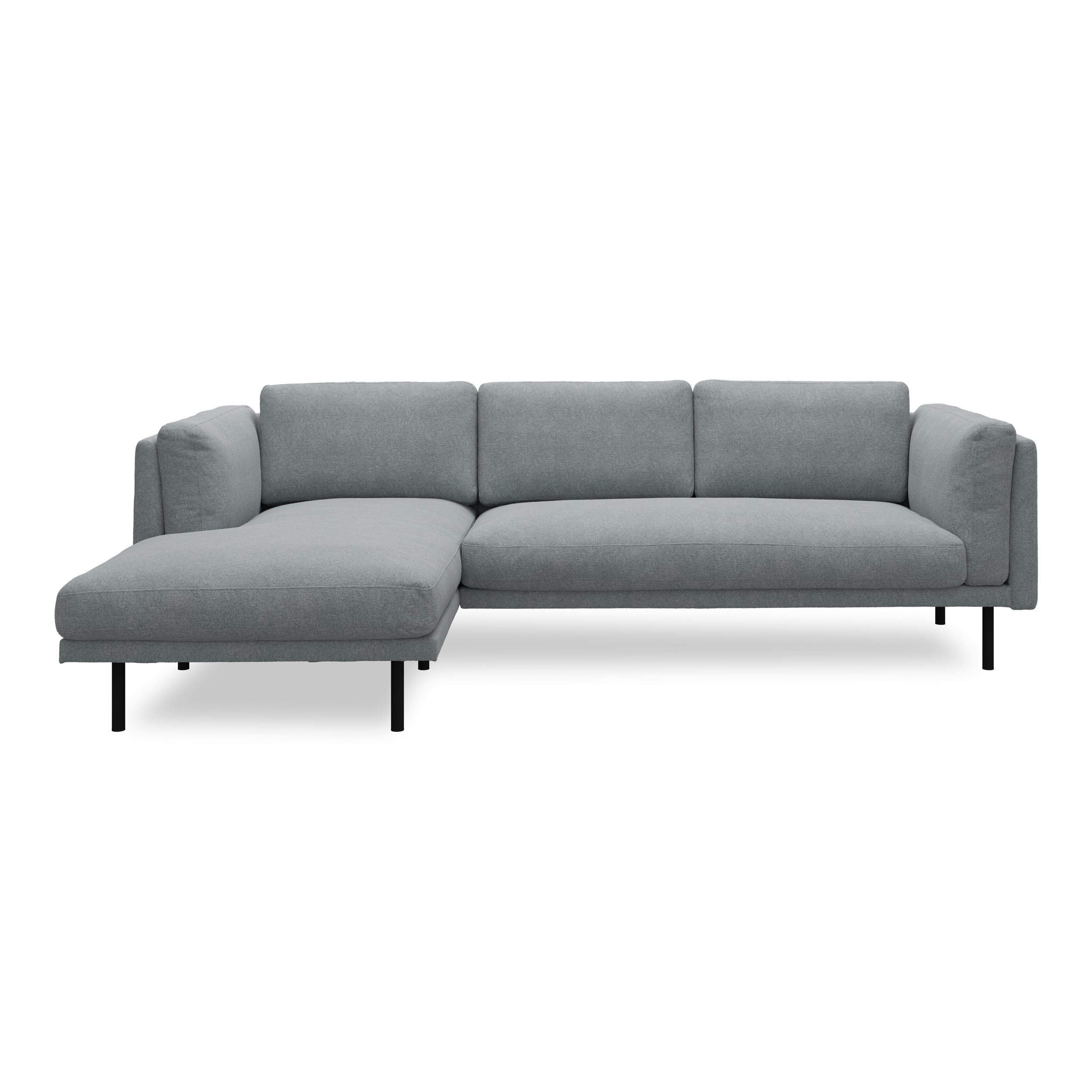 Nebel vänstervänd soffa med schäslong - Soil 158 Niagara textil och svart pulverlackerad metall