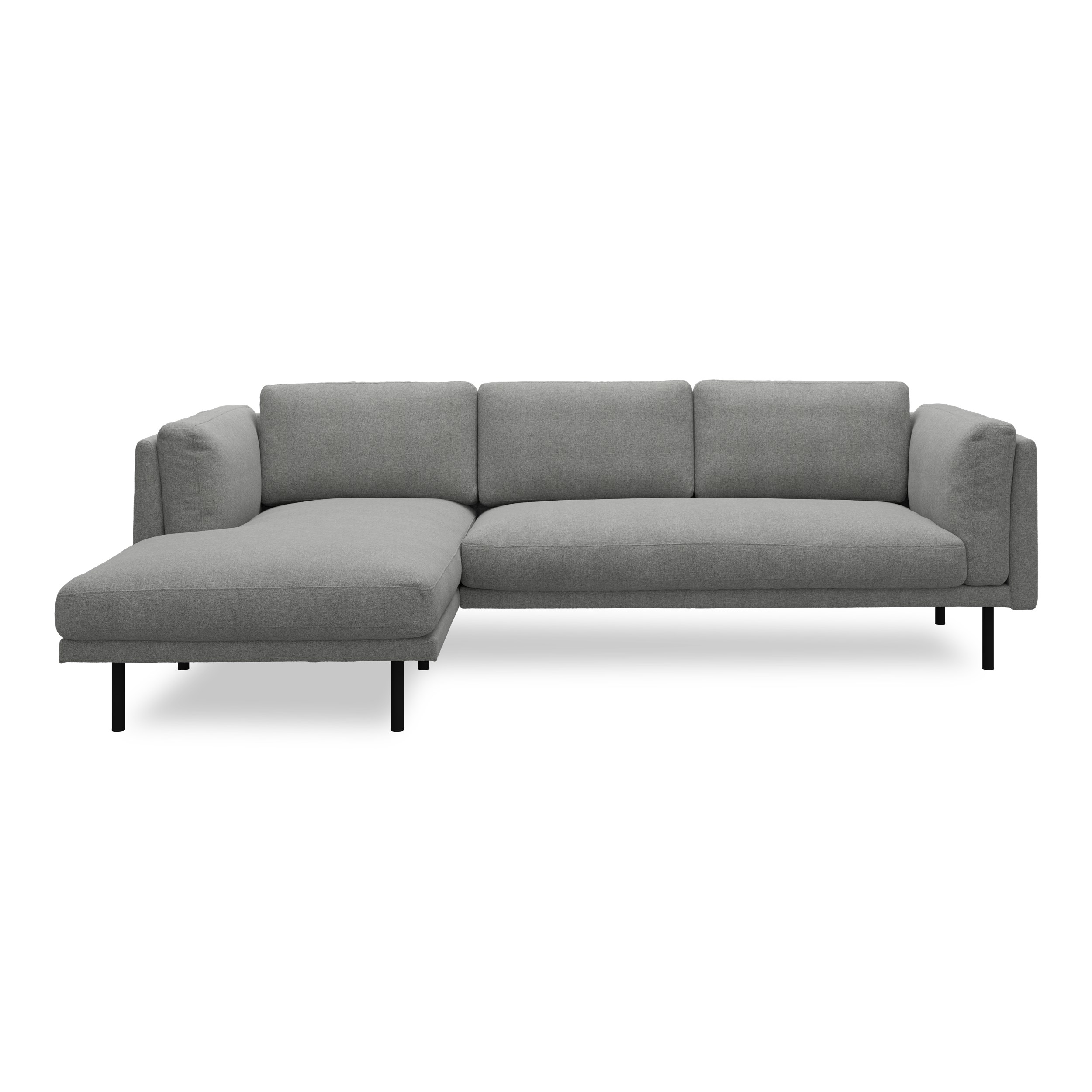 Nebel vänstervänd soffa med schäslong - Soil 167 Zinc textil och svart pulverlackerad metall