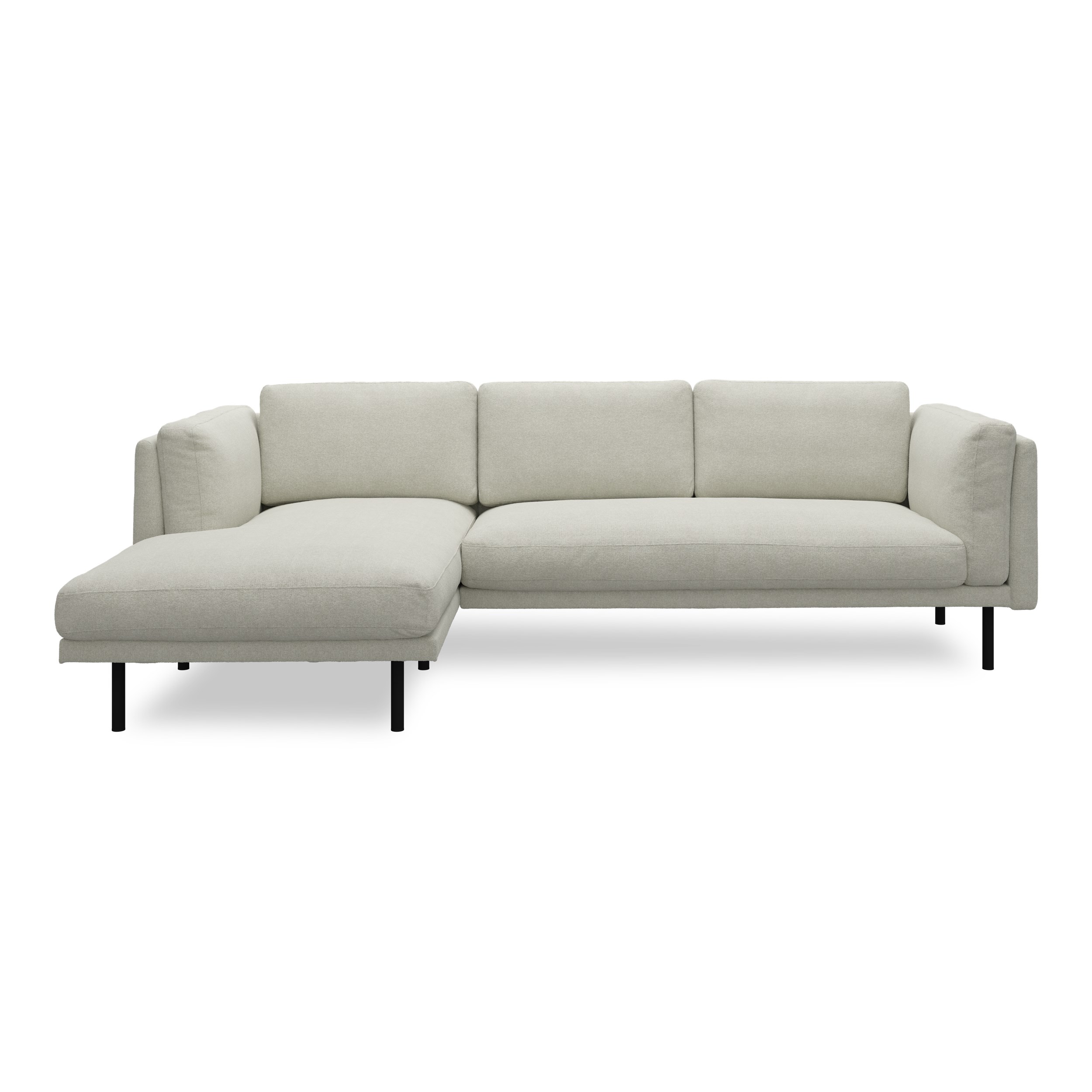 Nebel vänstervänd soffa med schäslong - Soil 149 Steel textil och svart pulverlackerad metall