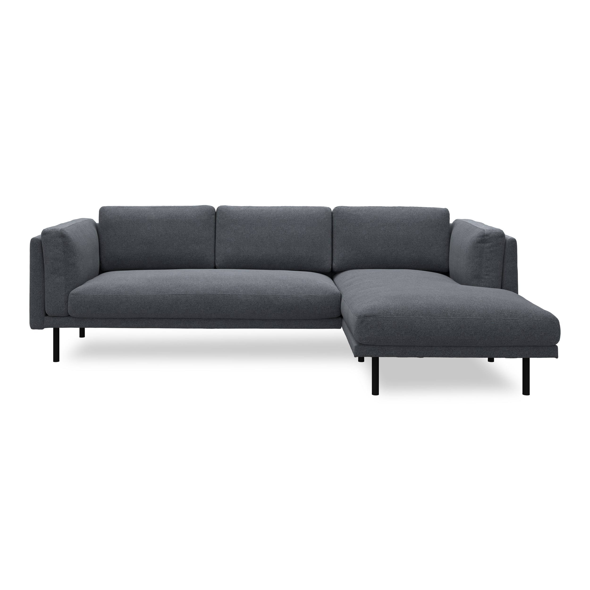 Nebel högervänd soffa med schäslong - Deno 47 Royal Blue Klädsel och svart pulverlackerad metall