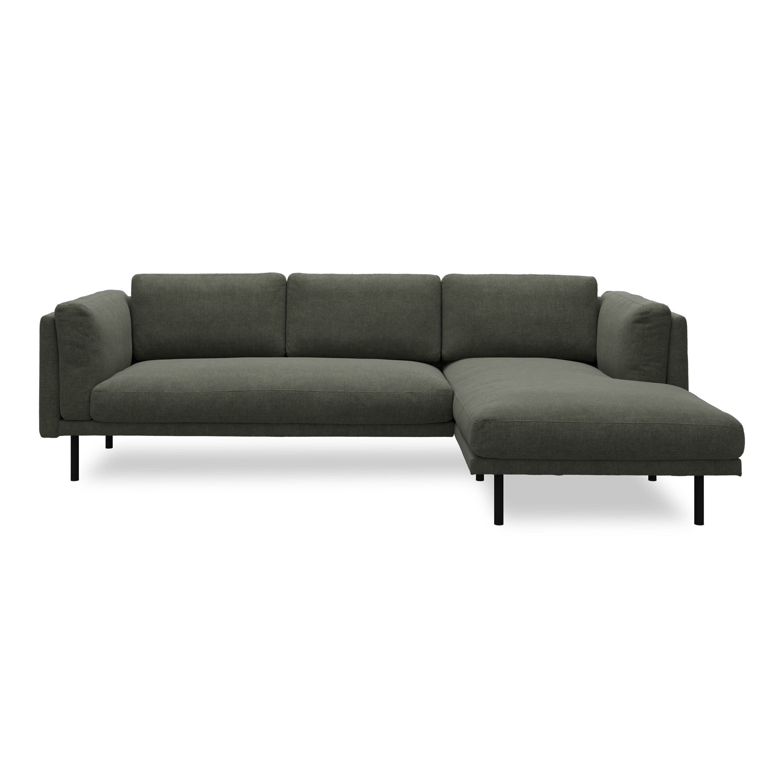 Nebel högervänd soffa med schäslong - Denno 162 Deep F. Green Klädsel och svart pulverlackerad metall