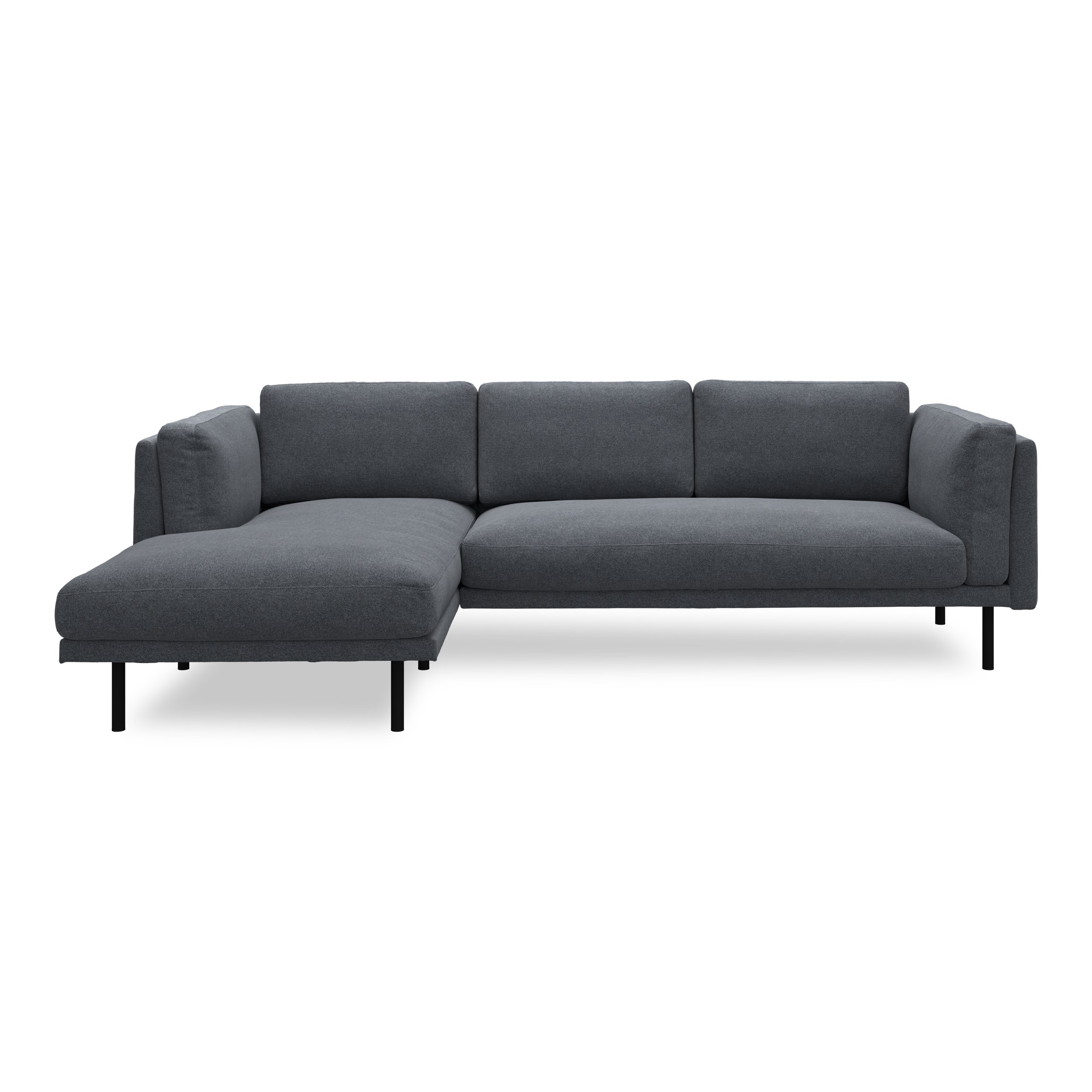 Nebel vänstervänd soffa med schäslong - Deno 47 Royal Blue Klädsel och svart pulverlackerad metall
