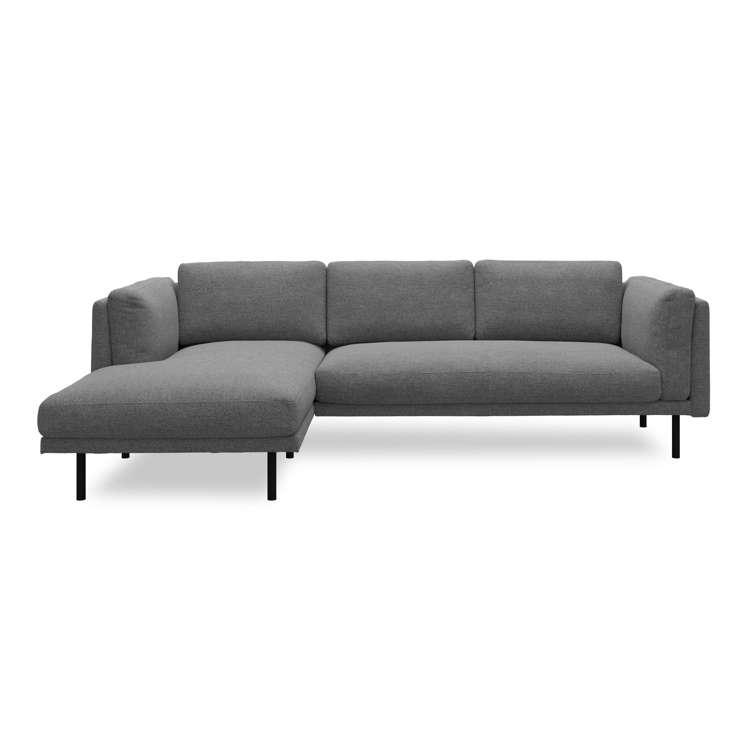 Nebel vänstervänd soffa med schäslong - Denno 68 Deep och svart pulverlackerad metall