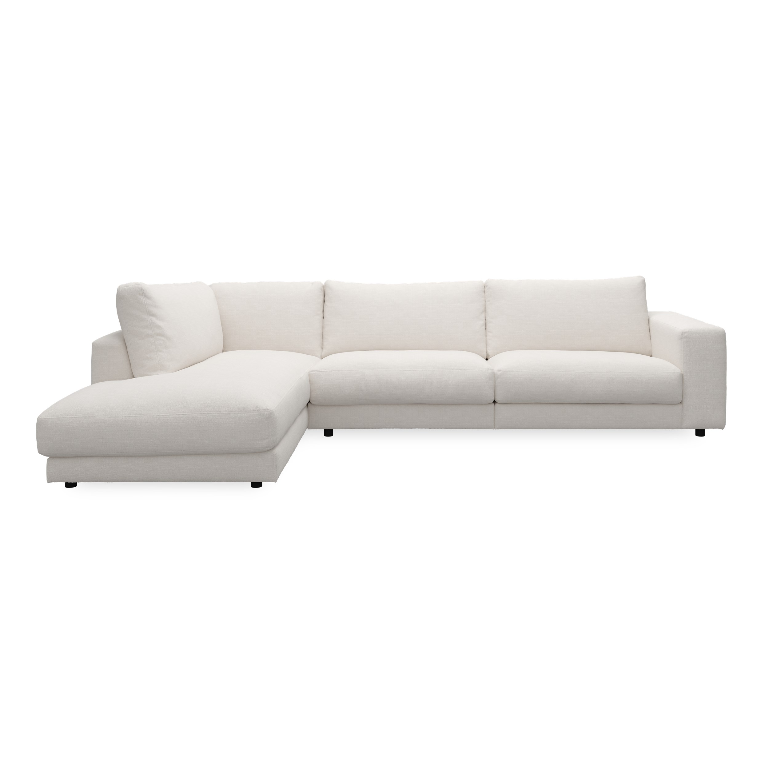 Bennent vänstervänd soffa med divan - Picasso Natur klädsel, ben i svart plast och S:skum/fib/din/sili R:Dun/skum