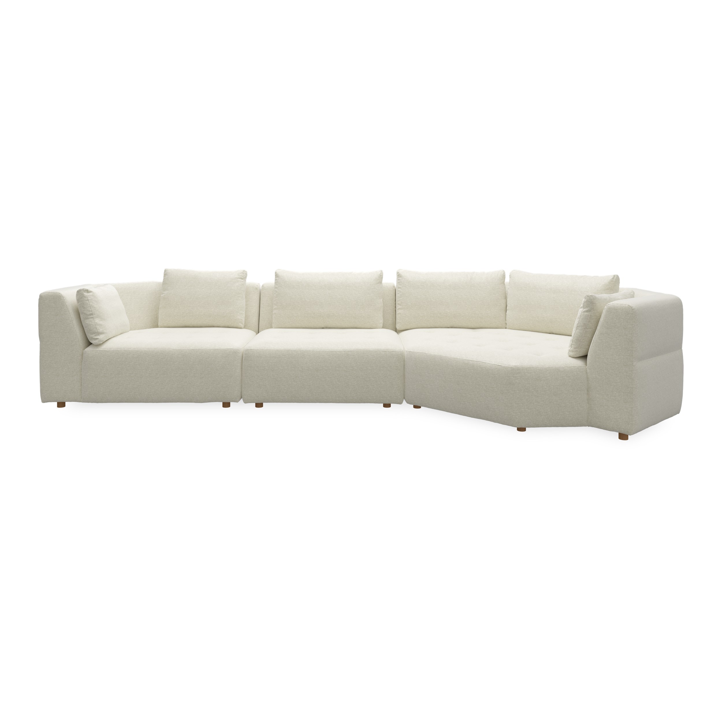 Walker högervänd soffa med divan - Caleido St. 2 beige textil, ben no . 173 natur ek och S: Kallskum R: Dun/Silikon